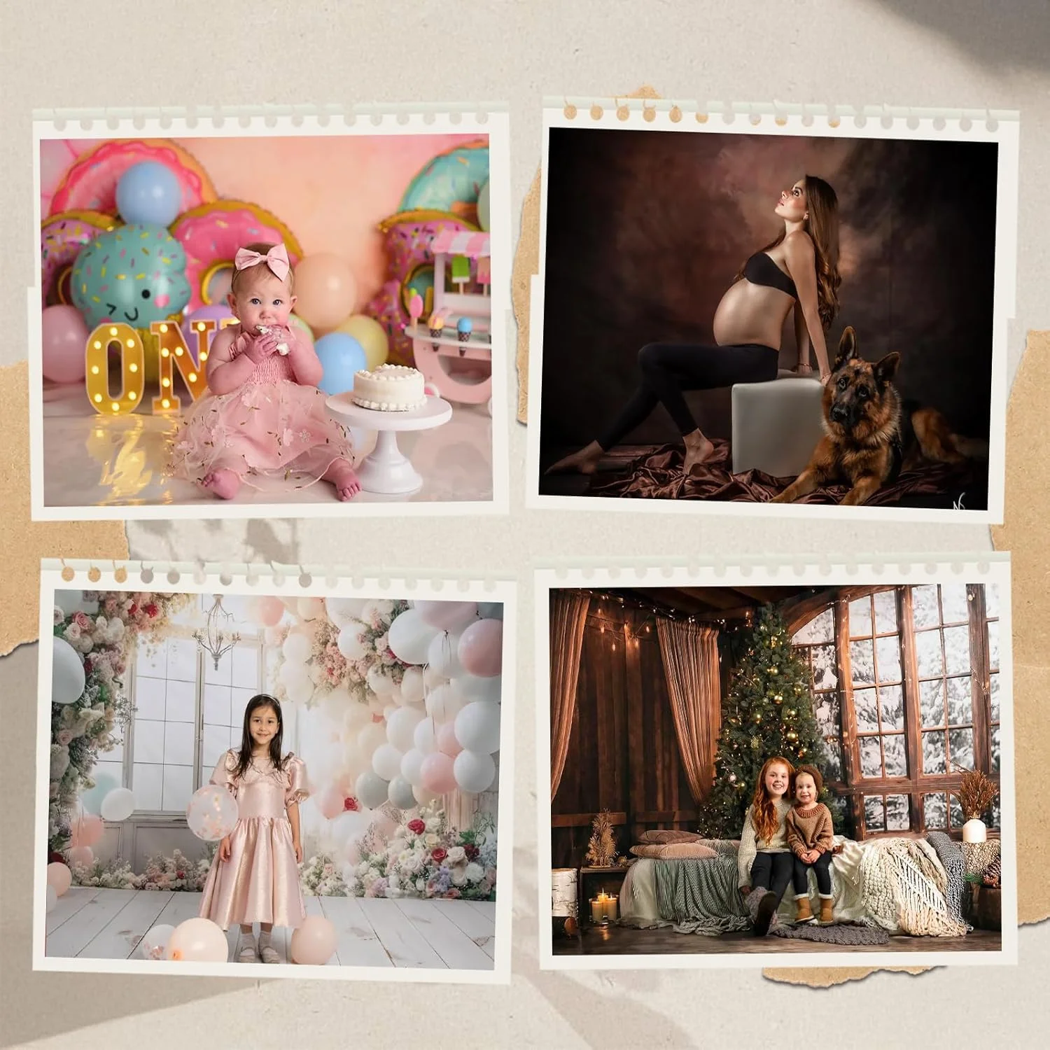 پس زمینه عکاسی جنگل پاییزی کیت، 2.2x1.5 متر، پنجره چوبی بزرگ، پس زمینه عکس پاییزی، پرده های برگی، بنر مهمانی، دکور، پرتره، لوازم استودیویی