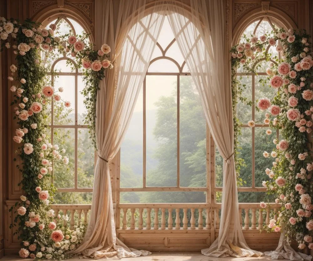پس زمینه های دیوار گل کیت برای عکاسی، پس زمینه عکس طاق، پرده پنجره، تکیه گاه عکس عروسی، 10x8 فوت