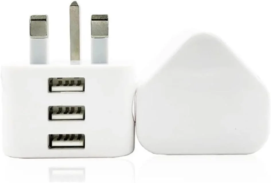 شارژر دیواری USB سه پورت مسافرتی با دوشاخه UK – آداپتور شارژ سریع برای تلفن، تبلت و موارد دیگر