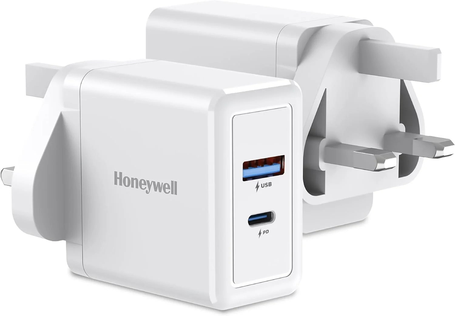 شارژر دیواری سریع هانیول Zest PD30W، شارژر فوق سریع با پشتیبانی از PPS، دارای 1 پورت Type C PD 3.0 و 1 پورت USB A، سازگار با آیفون، آیپد، سامسونگ، وان پلاس، تلفن های هوشمند، تبلت ها، پاور بانک ها - سفید