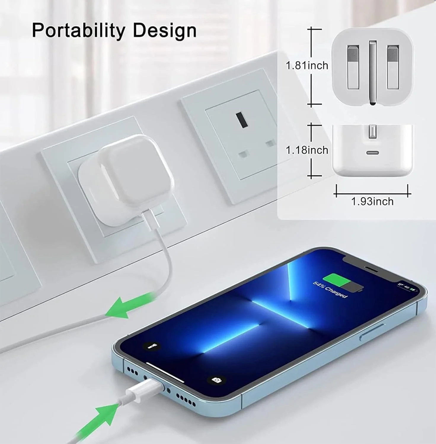 شارژر سریع TypeC PD20W برای گوشی مدل 16، آداپتور شارژ USB C، دوشاخه برق Type-C، آداپتور مسافرتی جهانی، دوشاخه USB-C سازگار با تمام تلفن های همراه/تبلت ها، شارژ سریع USB A برای خودرو