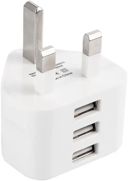 شارژر دیواری USB سه پورت مسافرتی با دوشاخه UK – آداپتور شارژ سریع برای تلفن، تبلت و موارد دیگر