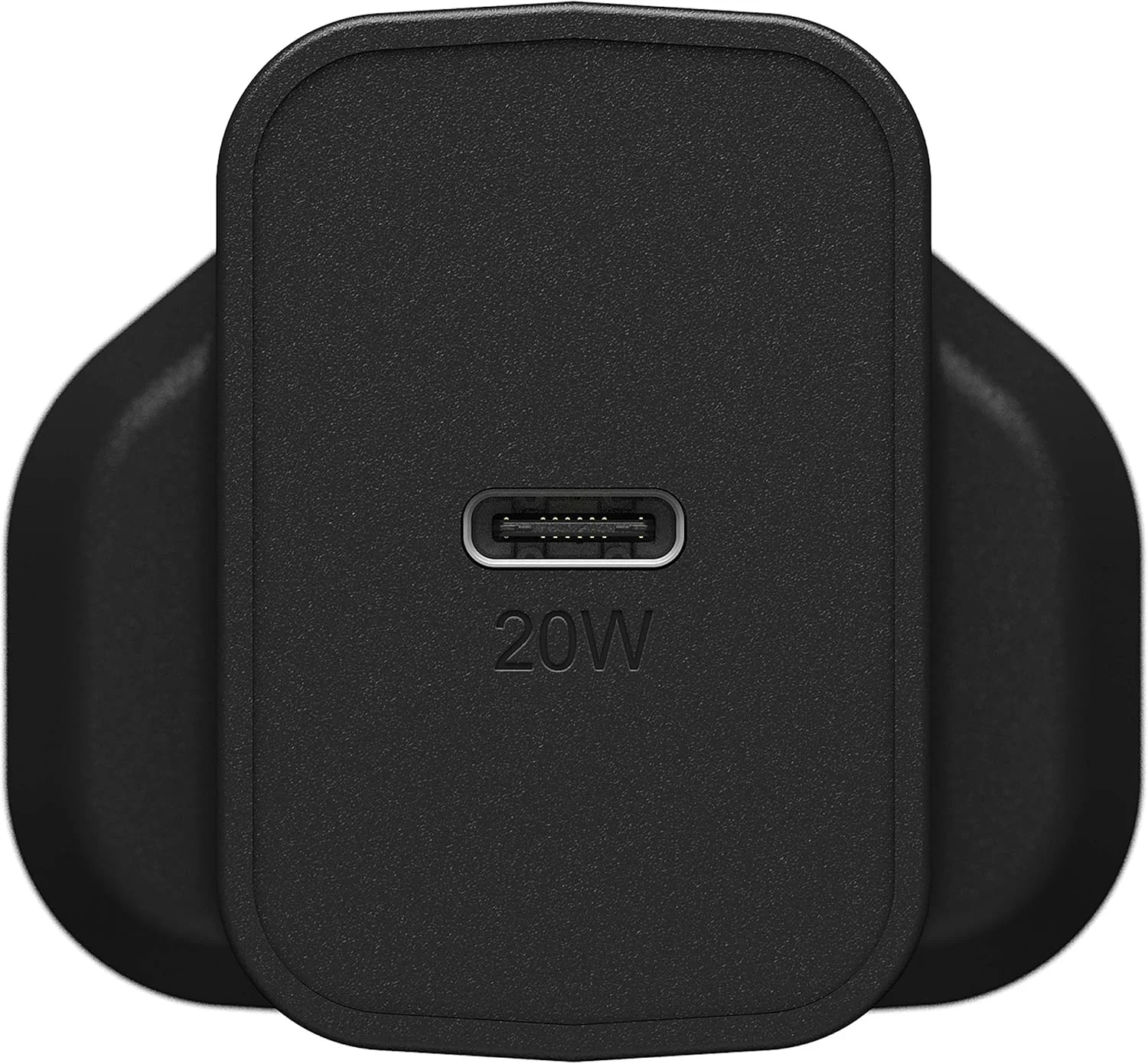 شارژر دیواری USB-C PD اوترباکس 20 واتی - 1 عدد USB-C 20W USB-P، شارژر سریع برای تلفن هوشمند و تبلت، مقاوم در برابر سقوط، بادوام، مشکی - بسته بندی غیر خرده فروشی