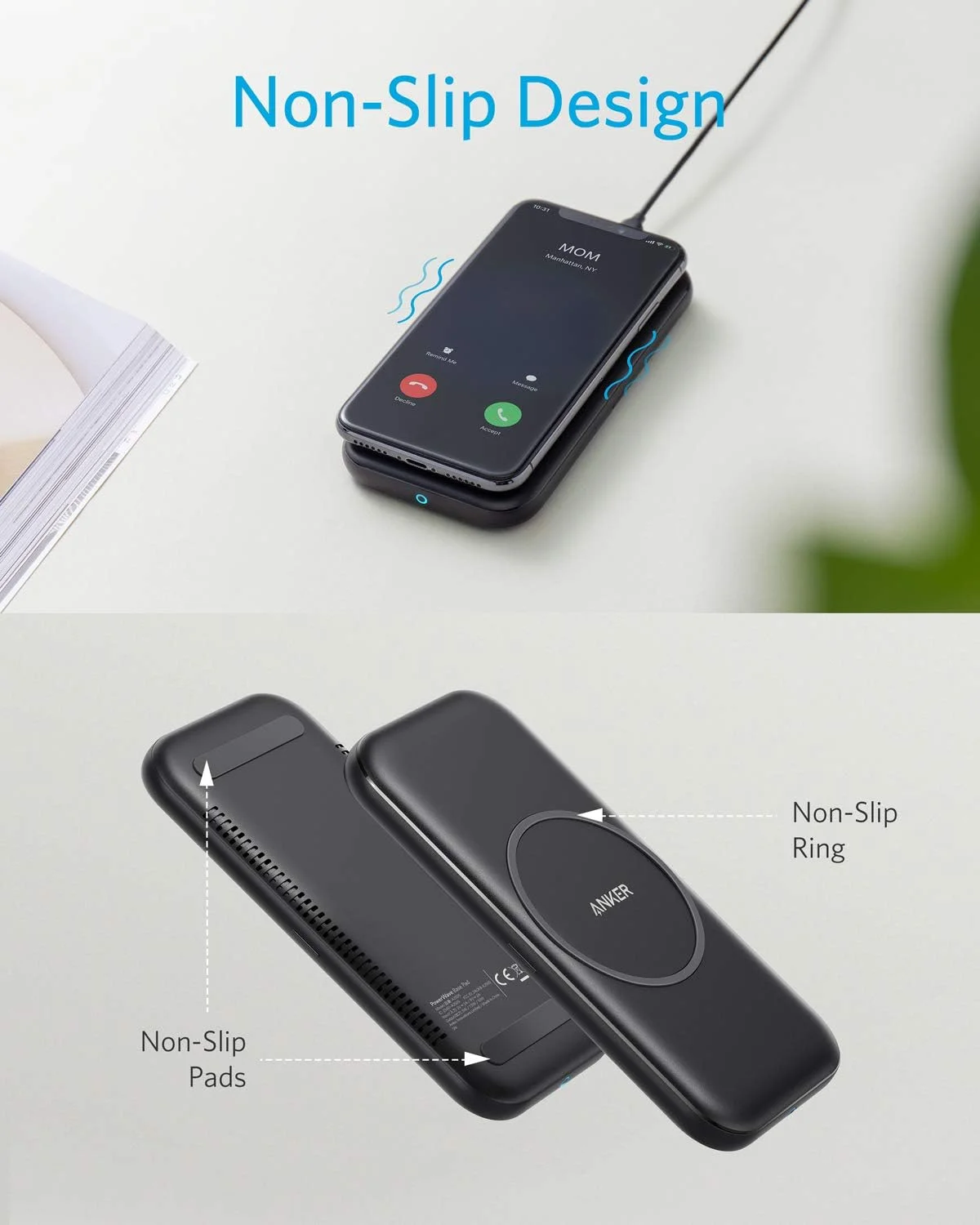 شارژر بیسیم انکر، پد پایه PowerWave، دارای گواهی Qi، توان 7.5 وات برای آیفون 11، 11 پرو، 11 پرو مکس، X، Xs، Xr، Xs Max، 8، 8 پلاس، توان 10 وات برای گلکسی S20 S10، S9، S8، نوت 10 نوت 9 (بدون آداپتور AC) شارژر بیسیم انکر، پد پایه PowerWave، دارای گواهی Qi، توان 7.5 وات برای آیفون 11، 11 پرو، 11 پرو مکس، X، Xs، Xr، Xs Max، 8، 8 پلاس، توان 10 وات برای گلکسی S20 S10، S9، S8، نوت 10 نوت 9 (بدون آداپتور AC)