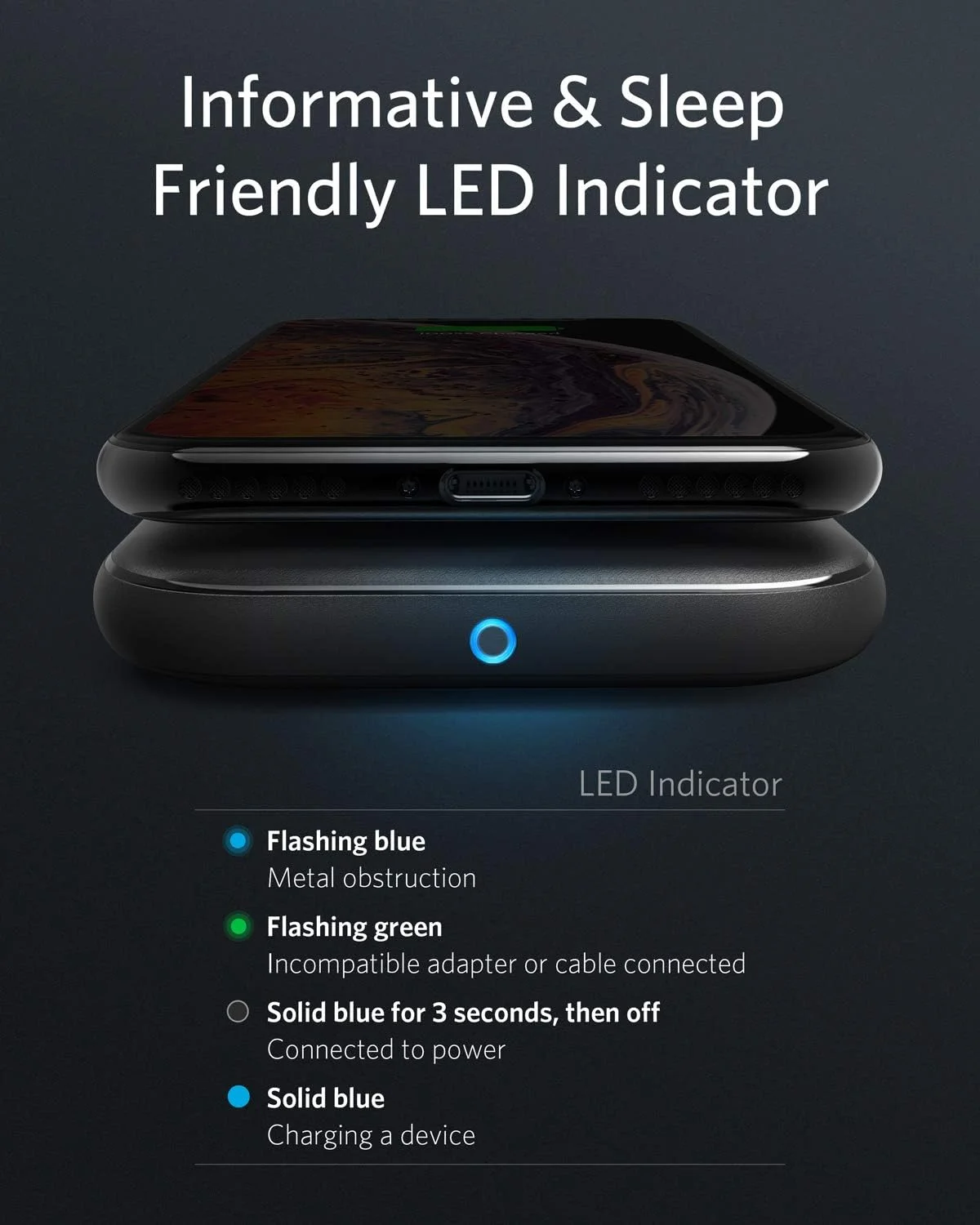 شارژر بیسیم انکر، پد پایه PowerWave، دارای گواهی Qi، توان 7.5 وات برای آیفون 11، 11 پرو، 11 پرو مکس، X، Xs، Xr، Xs Max، 8، 8 پلاس، توان 10 وات برای گلکسی S20 S10، S9، S8، نوت 10 نوت 9 (بدون آداپتور AC) شارژر بیسیم انکر، پد پایه PowerWave، دارای گواهی Qi، توان 7.5 وات برای آیفون 11، 11 پرو، 11 پرو مکس، X، Xs، Xr، Xs Max، 8، 8 پلاس، توان 10 وات برای گلکسی S20 S10، S9، S8، نوت 10 نوت 9 (بدون آداپتور AC)