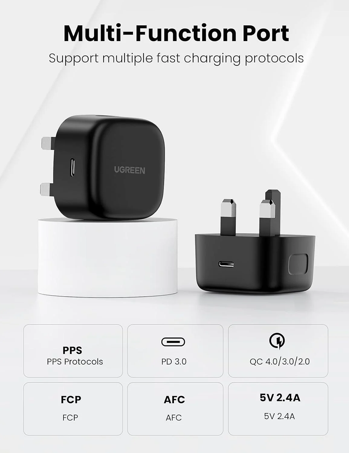 مجموعه شارژر سریع 25 واتی سامسونگ UGREEN، آداپتور USB C با کابل آداپتور 2 متری سامسونگ برای Galaxy S25U, S24U, S23U, S22, Z Fold 6/5, A06 LTE/A55 LTE، شارژر USB C برای iPad Pro/Air، Xiaomi، Oneplus و غیره