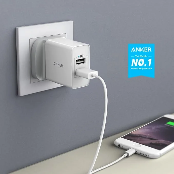 شارژر دیواری USB دو پورت 24 واتی انکر با فناوری PowerIQ - سفید شارژر دیواری USB دو پورت 24 واتی انکر با فناوری PowerIQ - سفید