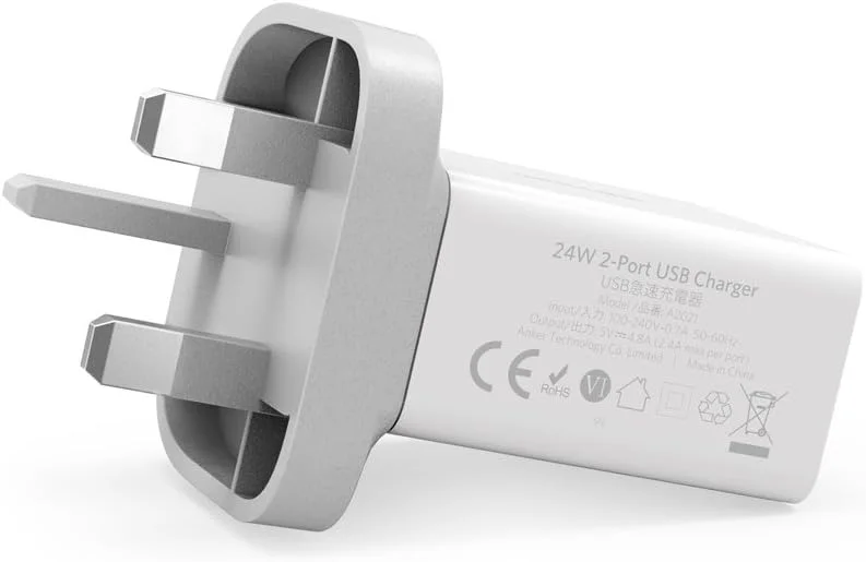 شارژر دیواری USB دو پورت 24 واتی انکر با فناوری PowerIQ - سفید شارژر دیواری USB دو پورت 24 واتی انکر با فناوری PowerIQ - سفید