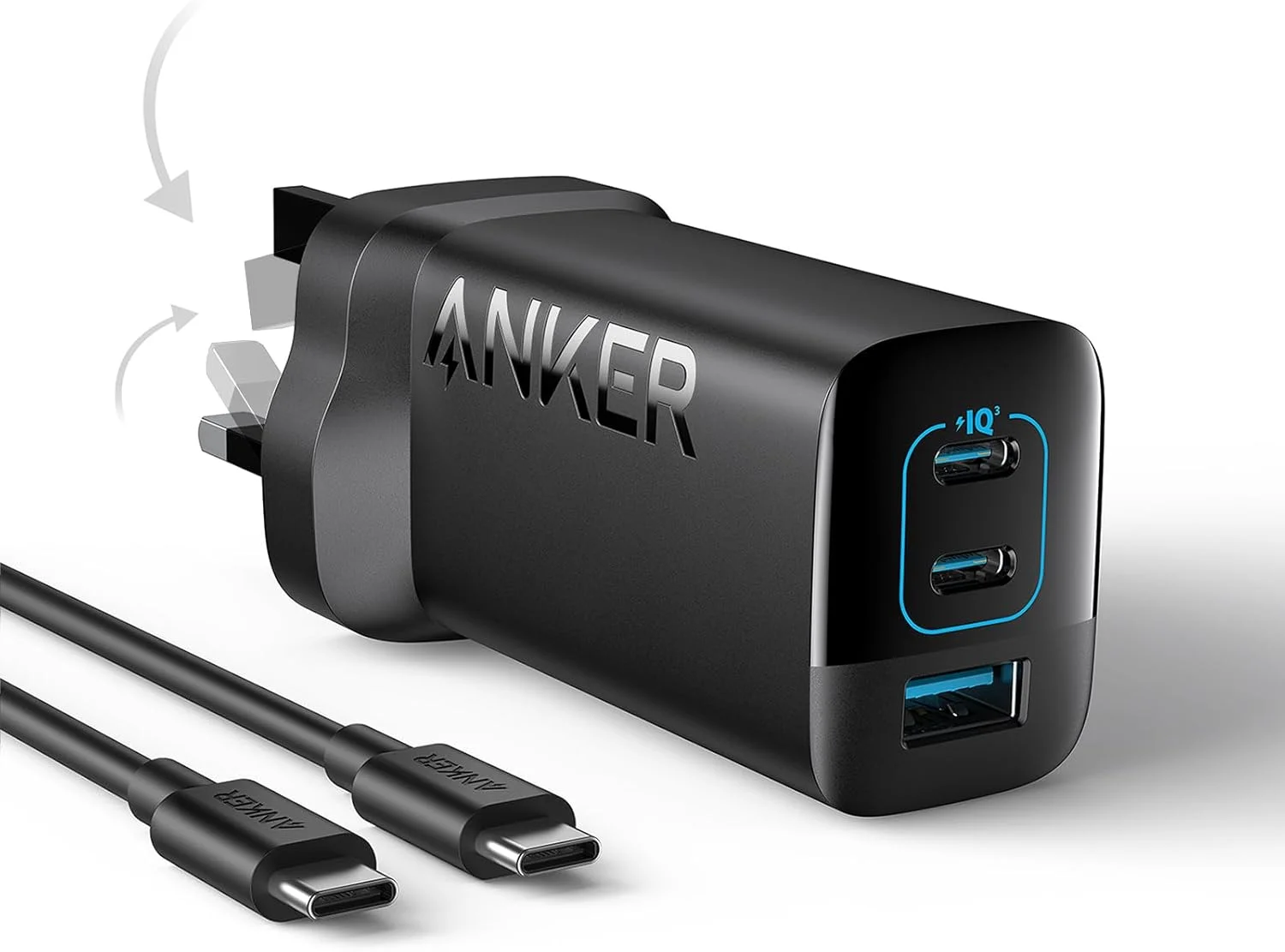 شارژر دیواری USB C انکر 335 با توان 67 وات، آداپتور شارژر سریع تاشو و جمع و جور PIQ 3.0، برای لپ تاپ، سری آیفون 17/16، مک بوک پرو، آیپد، گلکسی، پیکسل و سایر دستگاه ها (همراه با کابل)