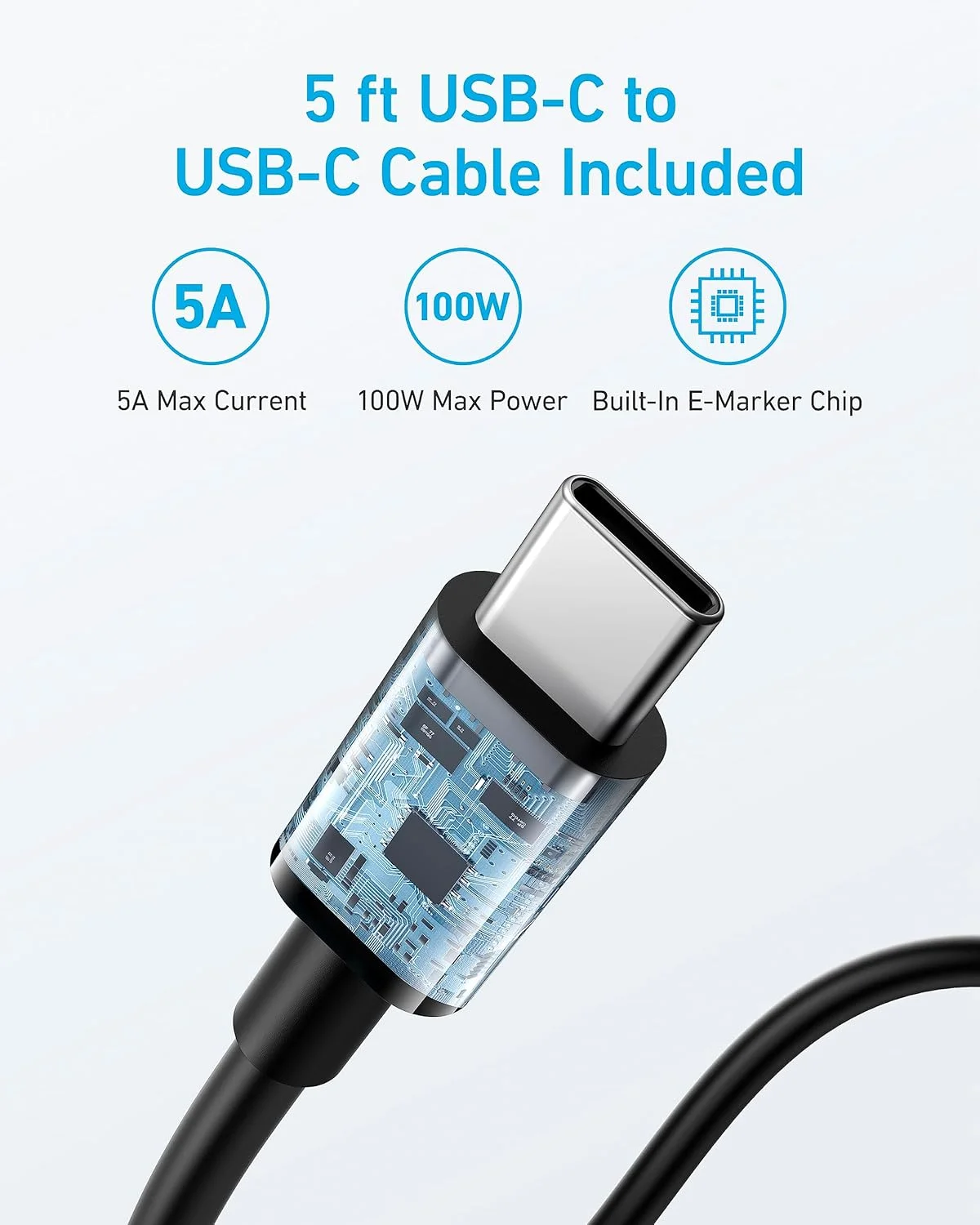 شارژر دیواری USB C انکر 335 با توان 67 وات، آداپتور شارژر سریع تاشو و جمع و جور PIQ 3.0، برای لپ تاپ، سری آیفون 17/16، مک بوک پرو، آیپد، گلکسی، پیکسل و سایر دستگاه ها (همراه با کابل)