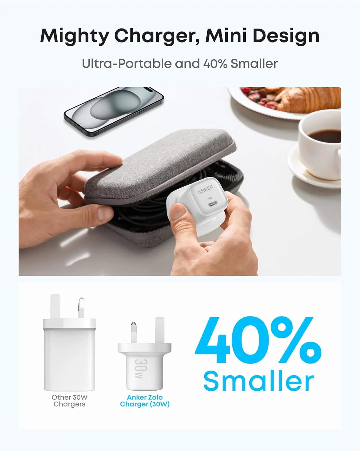 شارژر 30 واتی USB C، شارژر فشرده GaN USB C انکر زولو، کنترل دمای پیشرفته، طراحی فشرده و شارژ 3 برابر سریعتر، سازگار با آیفون، آیپد، سامسونگ، پیکسل و غیره شارژر 30 واتی USB C، شارژر فشرده GaN USB C انکر زولو، کنترل دمای پیشرفته، طراحی فشرده و شارژ 3 برابر سریعتر، سازگار با آیفون، آیپد، سامسونگ، پیکسل و غیره