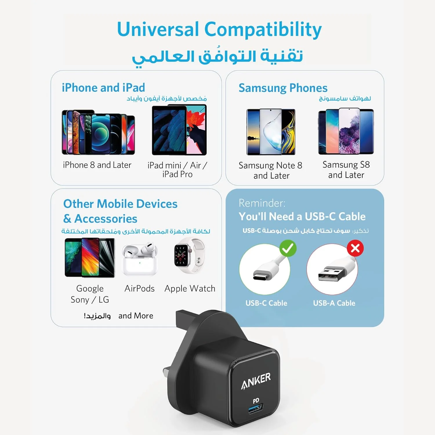 شارژر USB C انکر، شارژر مکعبی 20 واتی PowerPort III برای آیفون 16 پرو مکس/16 پرو/16 پلاس/15/14/13/12/11، گلکسی، پیکسل 4/3، آیپد پرو و سامسونگ S25/S24 (کابل شامل نمی شود) شارژر USB C انکر، شارژر مکعبی 20 واتی PowerPort III برای آیفون 16 پرو مکس/16 پرو/16 پلاس/15/14/13/12/11، گلکسی، پیکسل 4/3، آیپد پرو و سامسونگ S25/S24 (کابل شامل نمی شود)