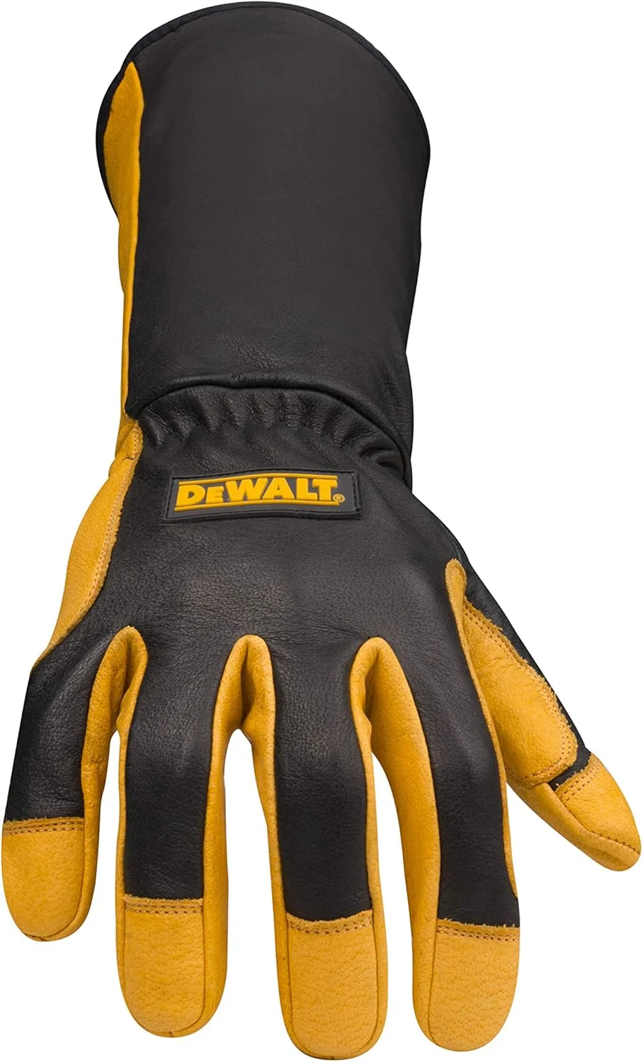 دستکش جوشکاری چرمی ممتاز Dewalt، مقاوم در برابر آتش/حرارت، ساق بلند دستکشی، مچ الاستیک، سایز کوچک