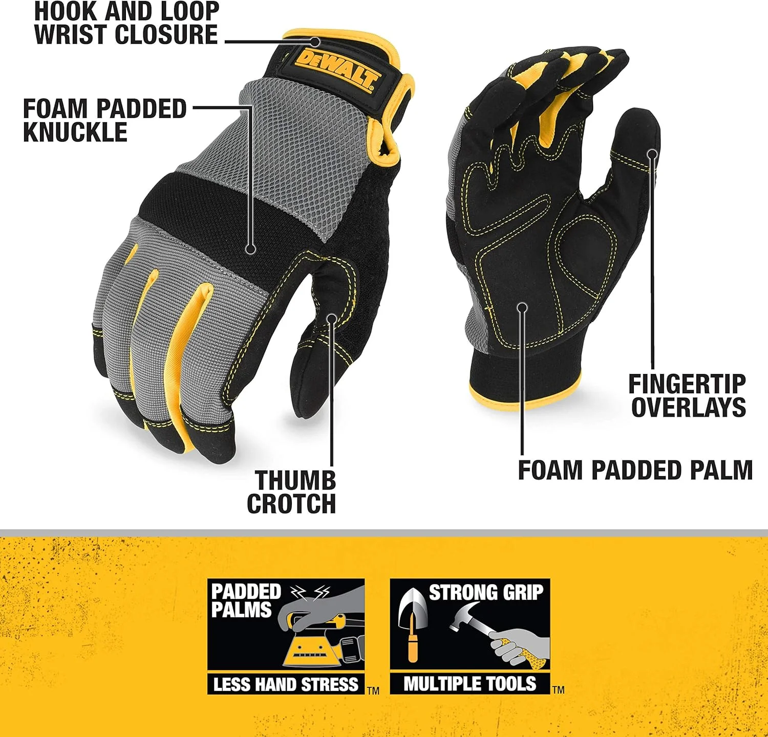 دستکش چرمی مصنوعی DEWALT 211 با بست قلاب و حلقه سایز M دستکش چرمی مصنوعی DEWALT 211 با بست قلاب و حلقه سایز M