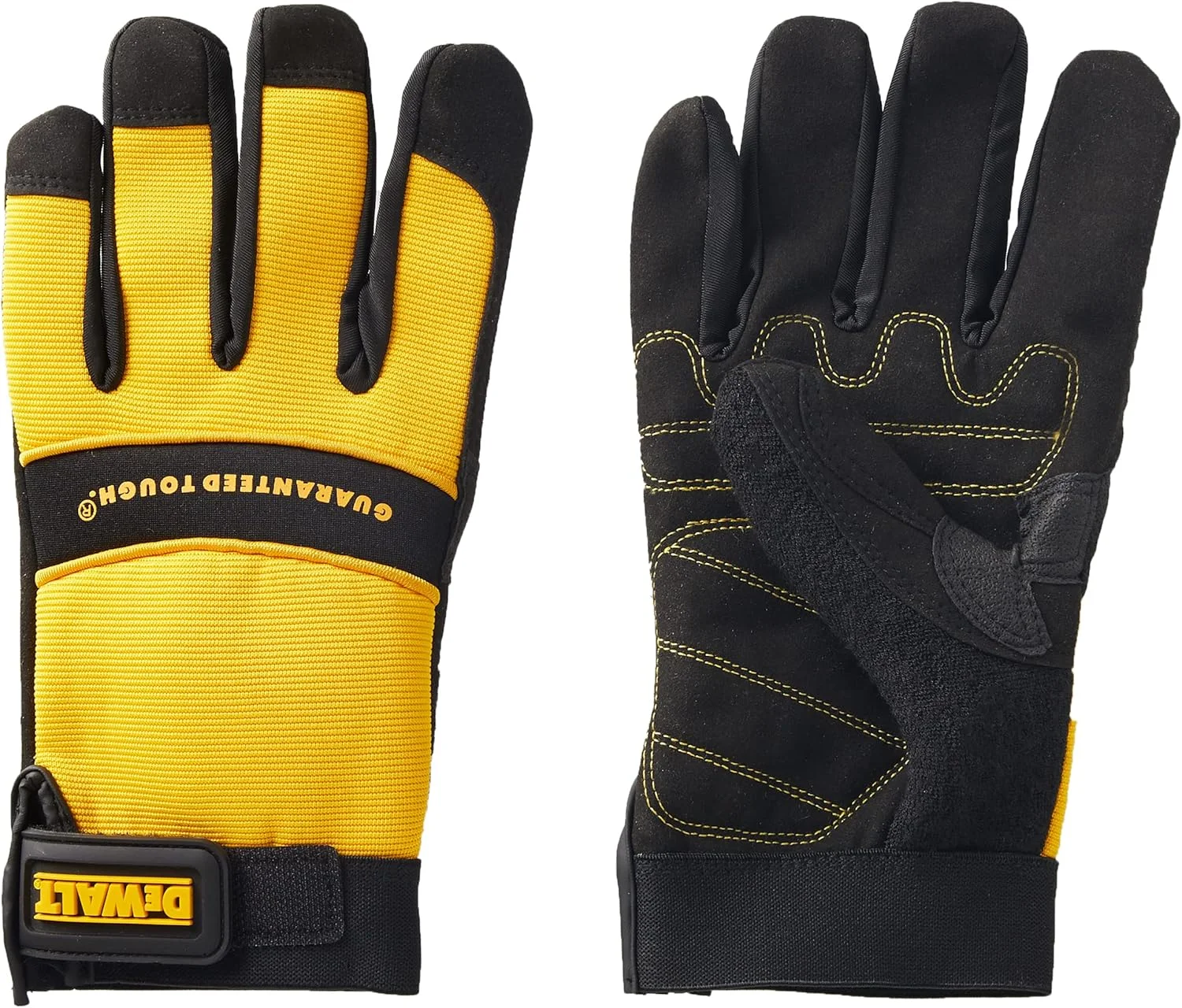 دستکش کار Dewalt DPG20XL با کف دست چرمی مصنوعی و پشت اسپندکس و مچ چسبی، سایز ایکس لارج