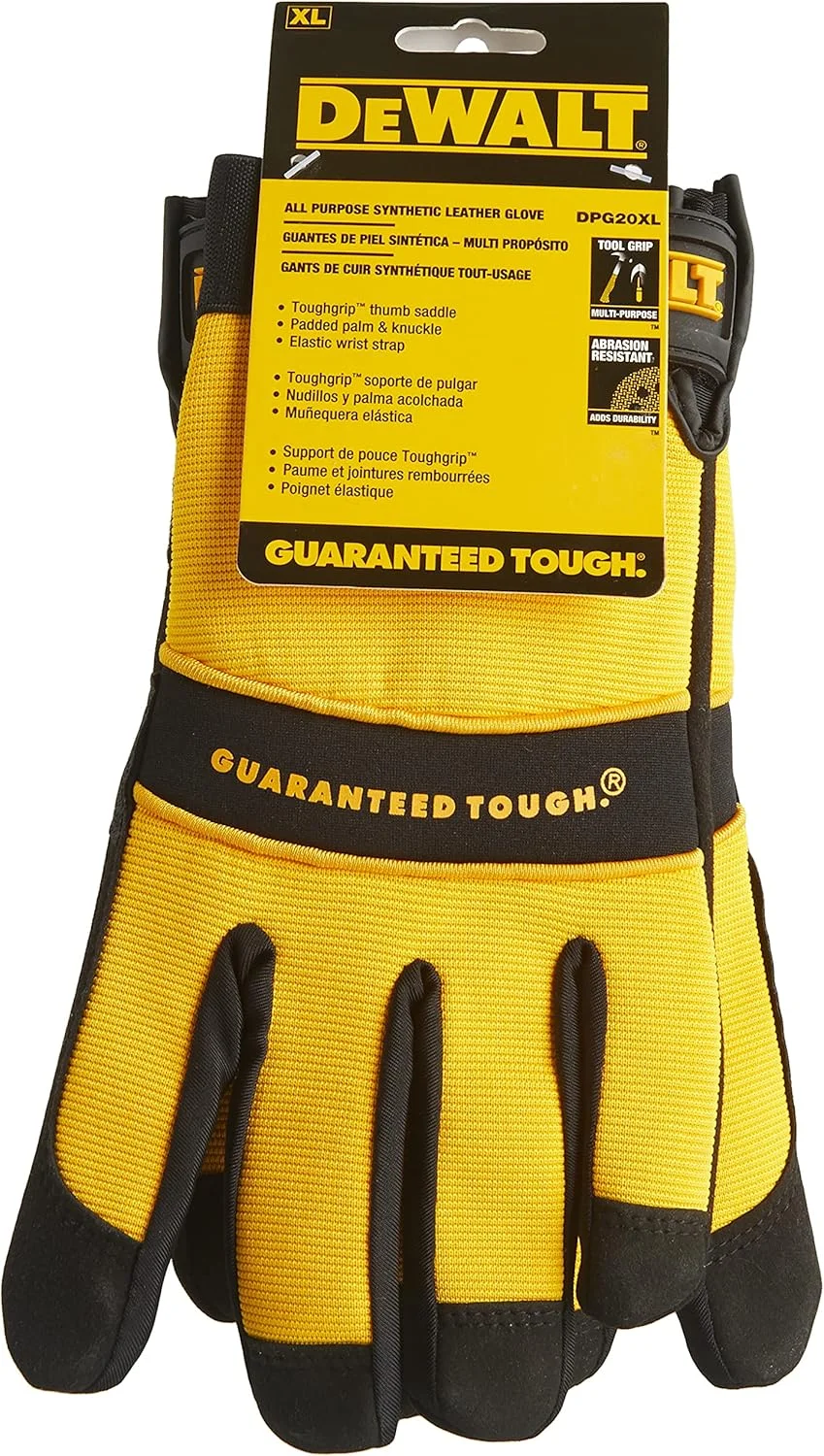 دستکش کار Dewalt DPG20XL با کف دست چرمی مصنوعی و پشت اسپندکس و مچ چسبی، سایز ایکس لارج دستکش کار Dewalt DPG20XL با کف دست چرمی مصنوعی و پشت اسپندکس و مچ چسبی، سایز ایکس لارج