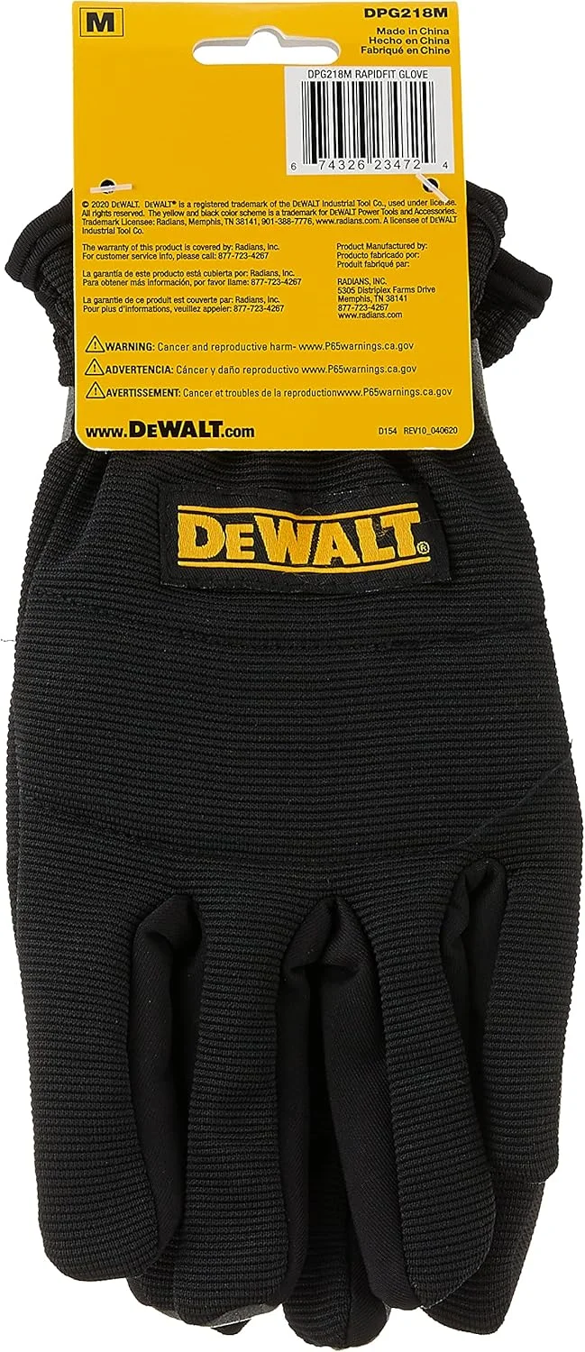 دستکش لغزنده DeWalt DPG218M RapidFit، سایز متوسط