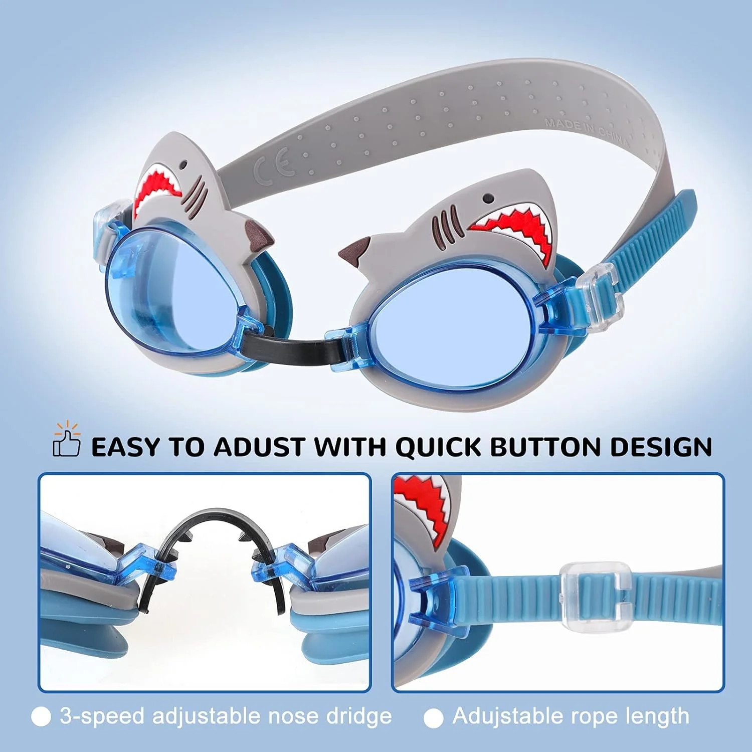 عینک شنا KASTWAVE، عینک شنا بچه گانه، عینک شنا کودکان با محافظت UV و ضد مه، بدون نشتی، بند قابل تنظیم، طراحی پل بینی انعطاف پذیر، عینک شنا برای کودکان