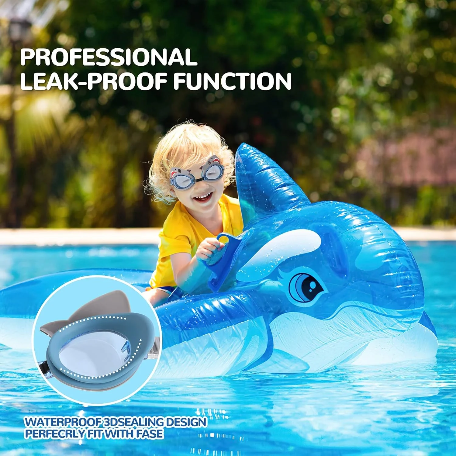 عینک شنا KASTWAVE، عینک شنا بچه گانه، عینک شنا کودکان با محافظت UV و ضد مه، بدون نشتی، بند قابل تنظیم، طراحی پل بینی انعطاف پذیر، عینک شنا برای کودکان