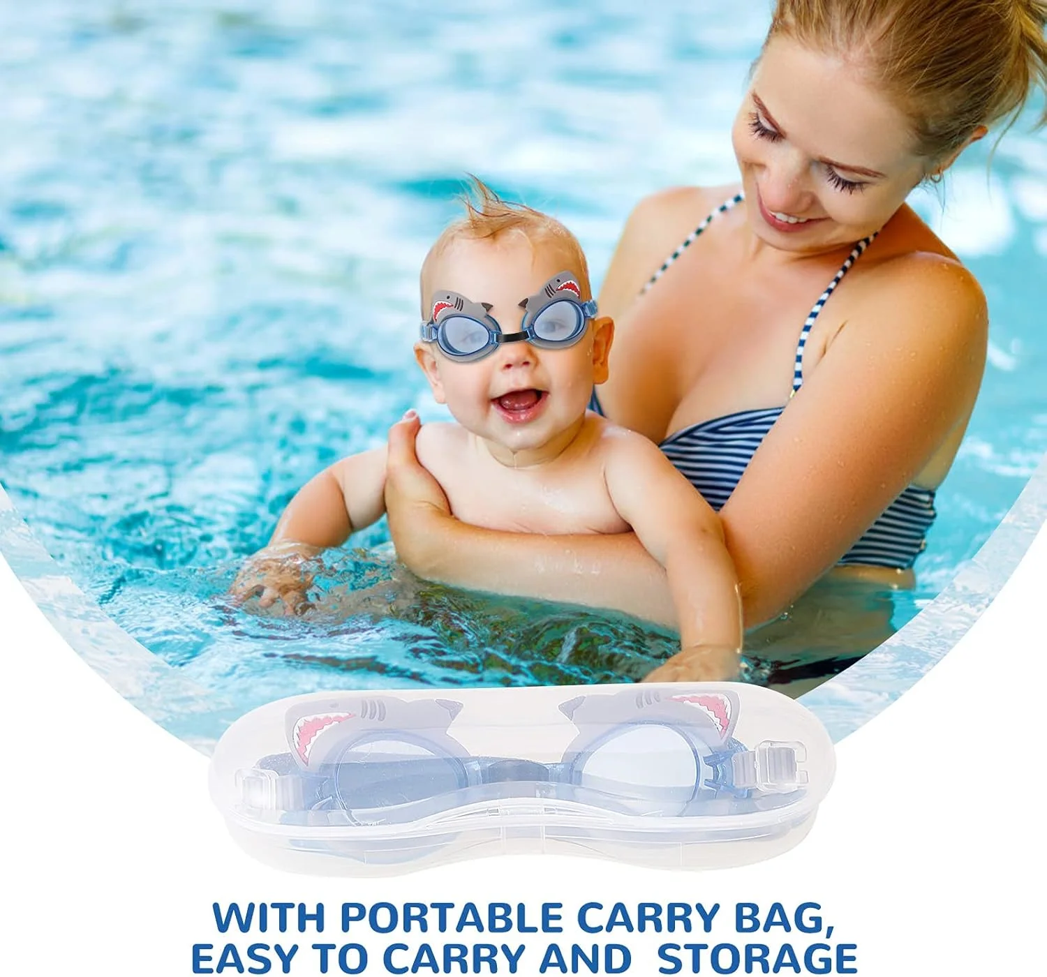 عینک شنا KASTWAVE، عینک شنا بچه گانه، عینک شنا کودکان با محافظت UV و ضد مه، بدون نشتی، بند قابل تنظیم، طراحی پل بینی انعطاف پذیر، عینک شنا برای کودکان