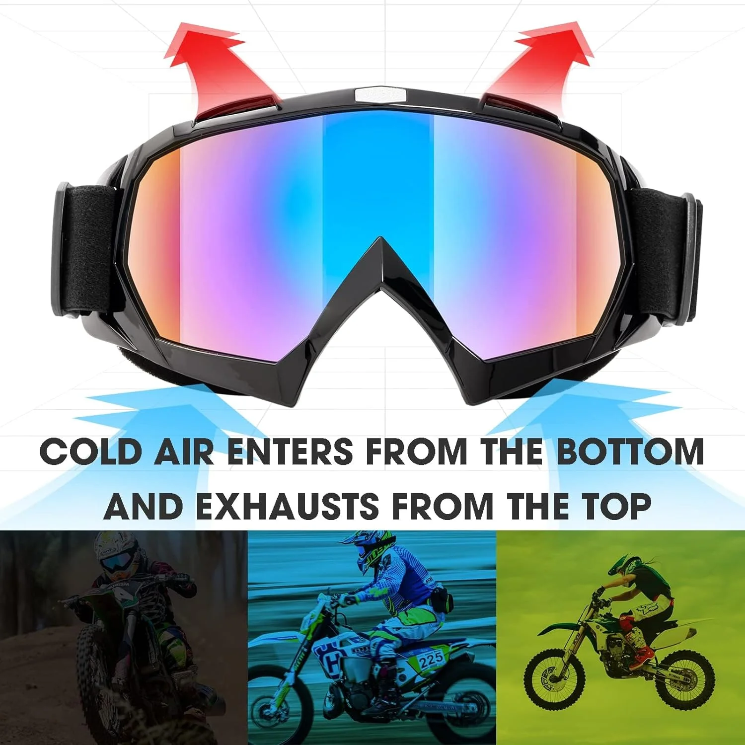 عینک موتور кросс بزرگسال KASTWAVE، بسته 2 عددی عینک موتور سیکلت ATV KASTWAVE برای جوانان، عینک موتور кросс، عینک ATV ضد باد، عینک مسابقه ضد گرد و غبار برای کودکان، نوجوانان، مردان و زنان