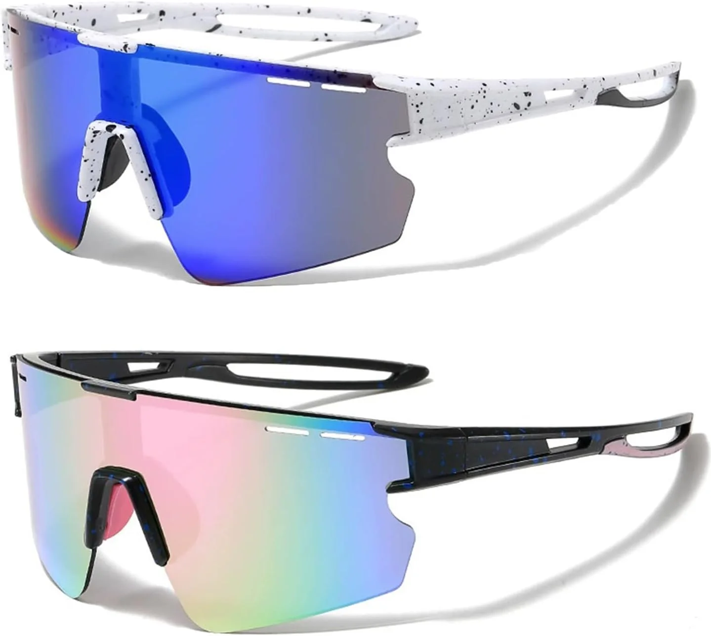 عینک آفتابی پلاریزه ورزشی مردانه زنانه، عینک دوچرخه سواری، عینک آفتابی محافظ UV400، عینک اسکی، موتور سیکلت دوچرخه سواری در فضای باز، 2 عدد
