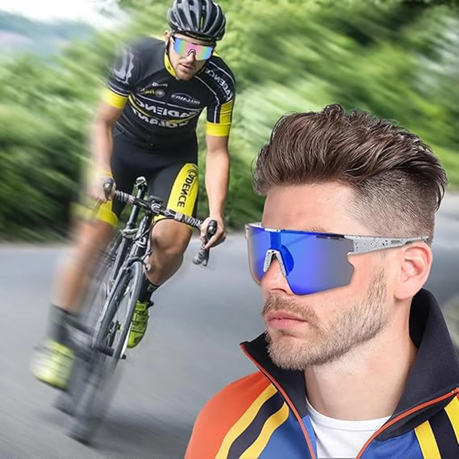 عینک آفتابی پلاریزه ورزشی مردانه زنانه، عینک دوچرخه سواری، عینک آفتابی محافظ UV400، عینک اسکی، موتور سیکلت دوچرخه سواری در فضای باز، 2 عدد