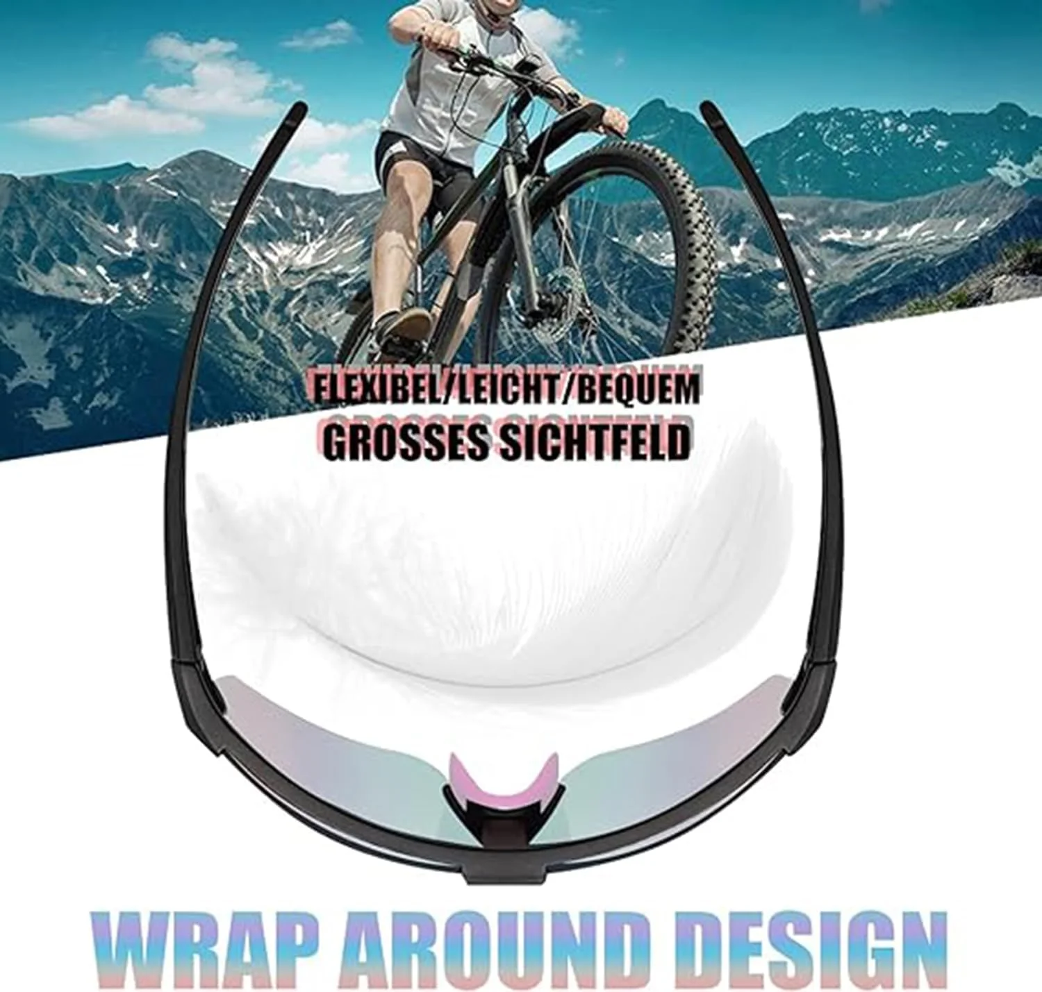 عینک آفتابی پلاریزه ورزشی مردانه زنانه، عینک دوچرخه سواری، عینک آفتابی محافظ UV400، عینک اسکی، موتور سیکلت دوچرخه سواری در فضای باز، 2 عدد