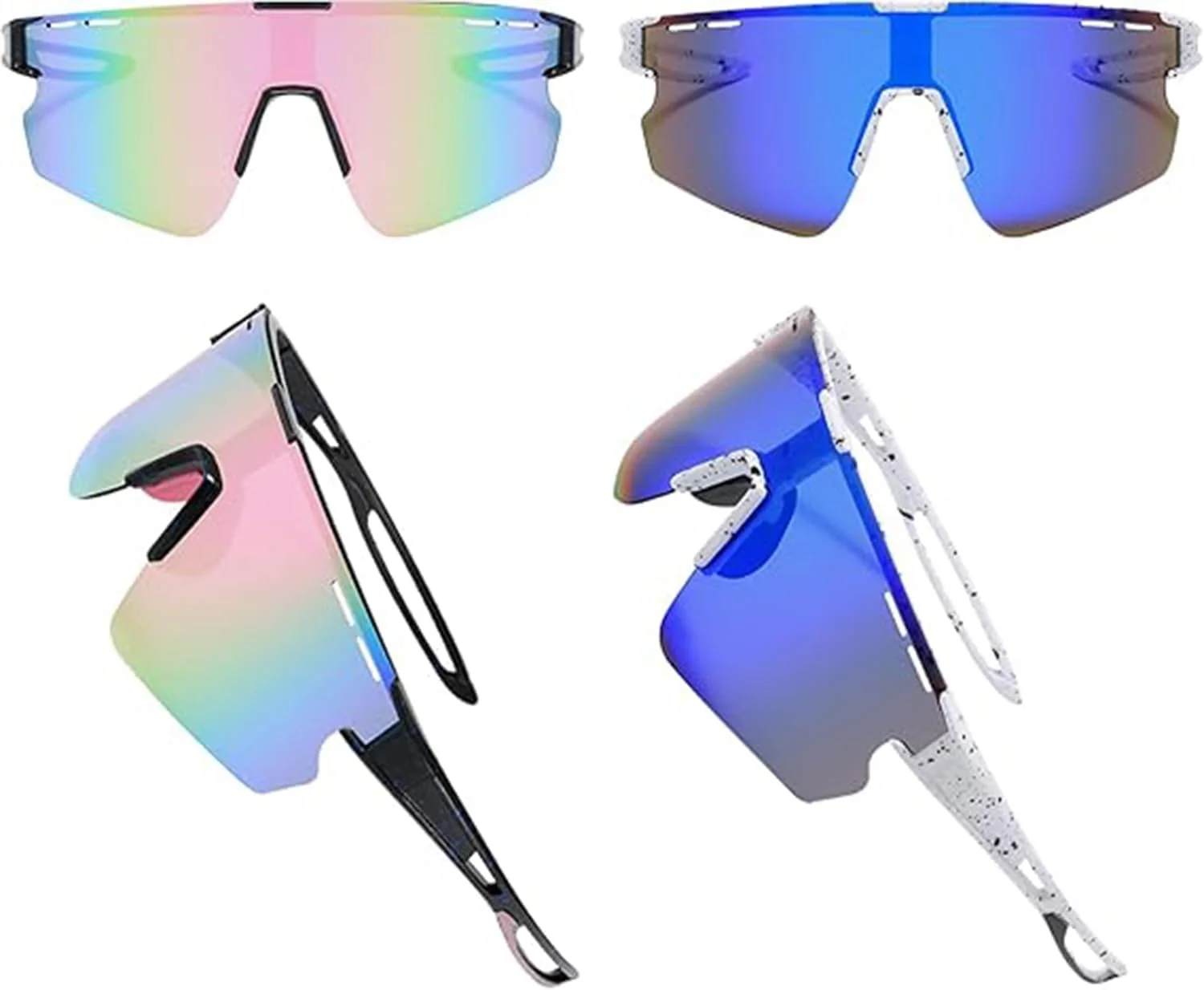 عینک آفتابی پلاریزه ورزشی مردانه زنانه، عینک دوچرخه سواری، عینک آفتابی محافظ UV400، عینک اسکی، موتور سیکلت دوچرخه سواری در فضای باز، 2 عدد