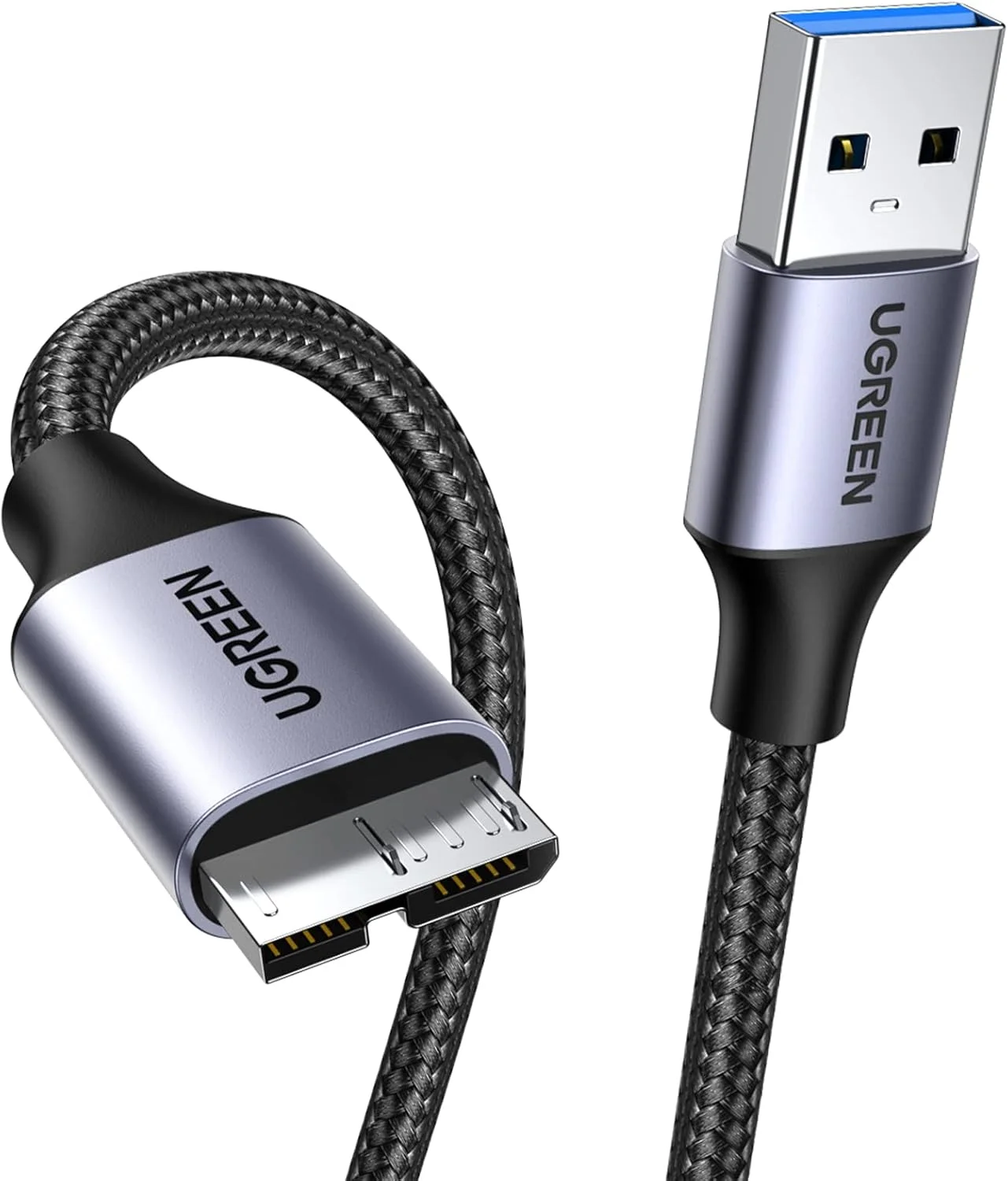کابل میکرو USB 3.0 یوگرین، کابل 1 متری USB 3.0 A نر به میکرو B، کابل هارد اکسترنال بافته شده نایلونی سازگار با Samsung Galaxy S5، Note 3، دوربین WD، هارد دیسک و غیره