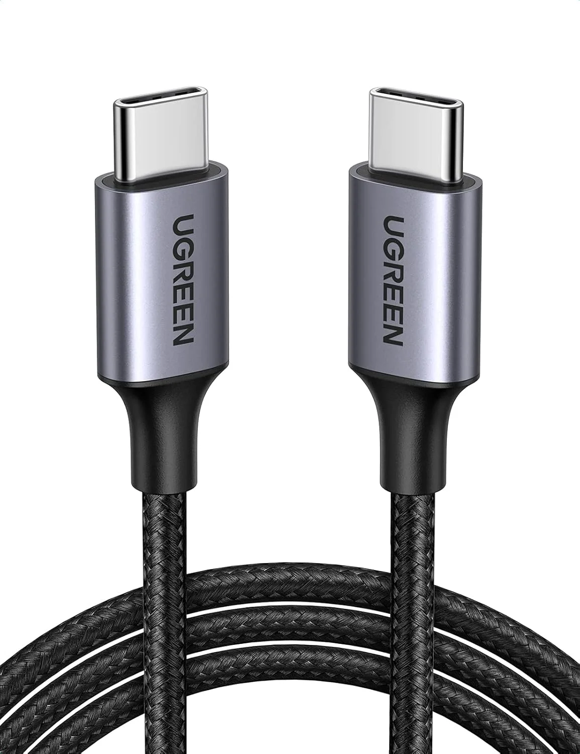 کابل USB-C به USB-C یوگرین مدل US261 (2 متری) - خاکستری + مشکی