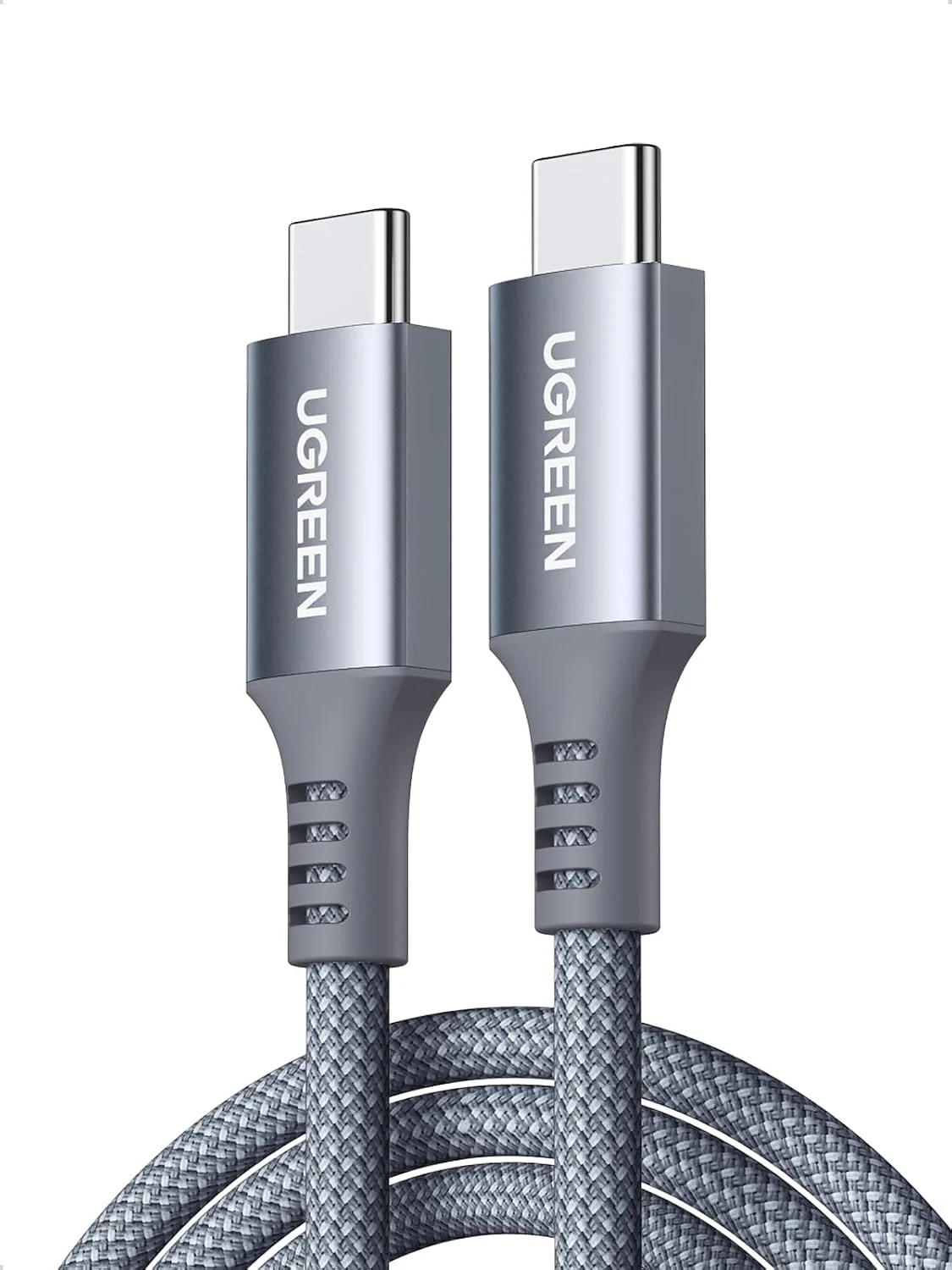 کابل USB C به لایتنینگ UGREEN مناسب آیفون 16، طول 1 متر، رنگ خاکستری تیتانیومی، با روکش سیلیکونی بافته شده ارتقا یافته، کابل شارژ سریع 100 واتی PD، کابل Type C مناسب سری آیفون 16، آیپد ایر/پرو، مک بوک ایر/پرو، سامسونگ S25 Ultra و هواوی P70