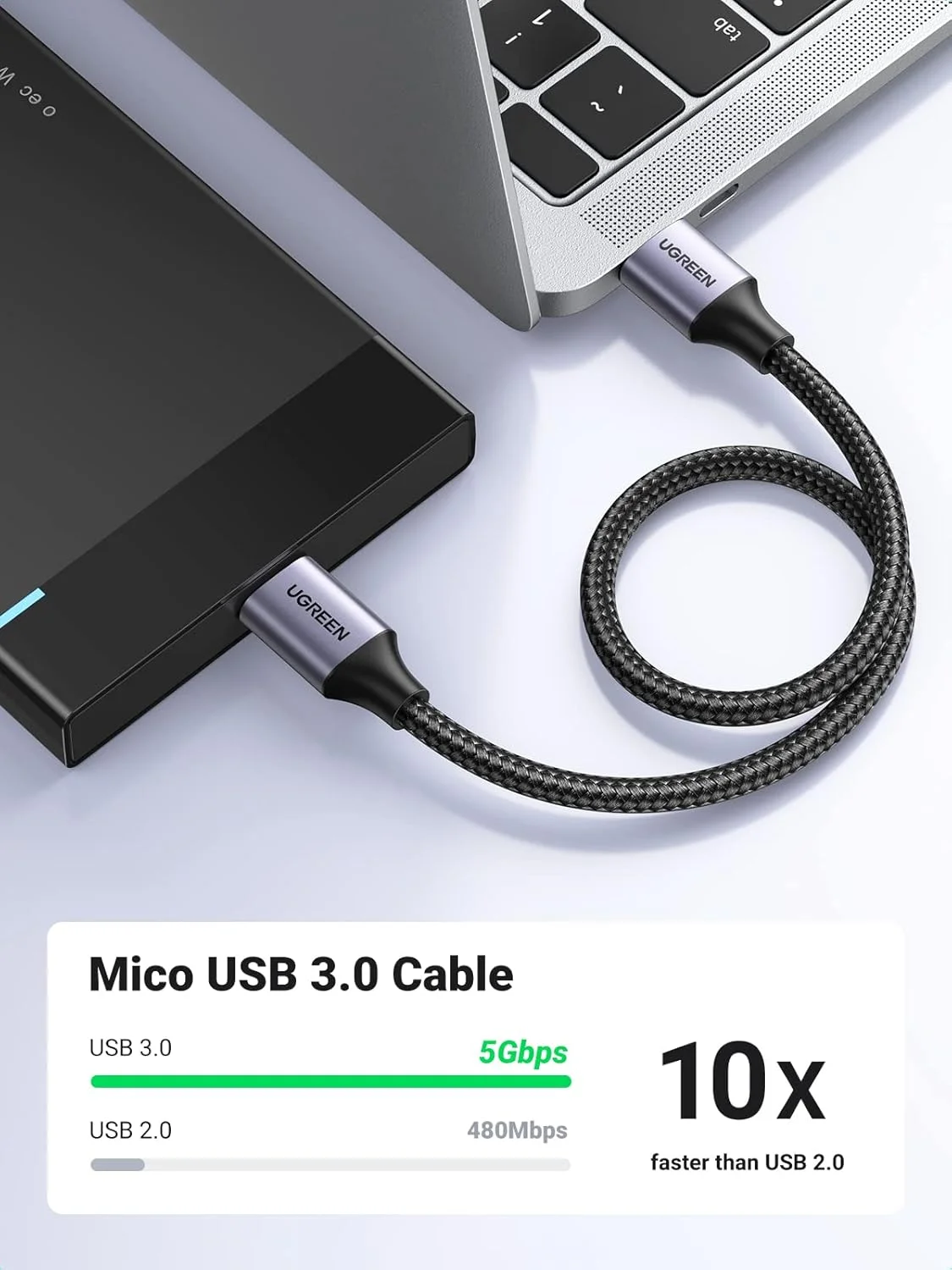 کابل میکرو USB 3.0 یوگرین، کابل 1 متری USB 3.0 A نر به میکرو B، کابل هارد اکسترنال بافته شده نایلونی سازگار با Samsung Galaxy S5، Note 3، دوربین WD، هارد دیسک و غیره کابل میکرو USB 3.0 یوگرین، کابل 1 متری USB 3.0 A نر به میکرو B، کابل هارد اکسترنال بافته شده نایلونی سازگار با Samsung Galaxy S5، Note 3، دوربین WD، هارد دیسک و غیره