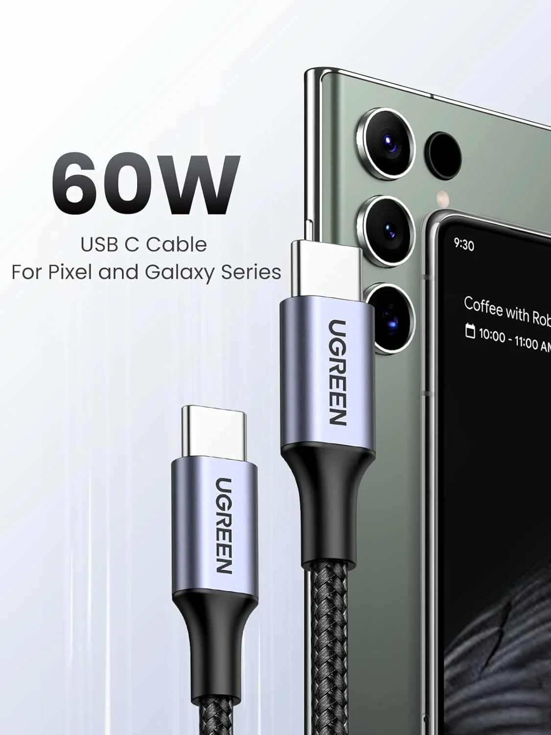 کابل USB-C به USB-C یوگرین مدل US261 (2 متری) - خاکستری + مشکی کابل USB-C به USB-C یوگرین مدل US261 (2 متری) - خاکستری + مشکی