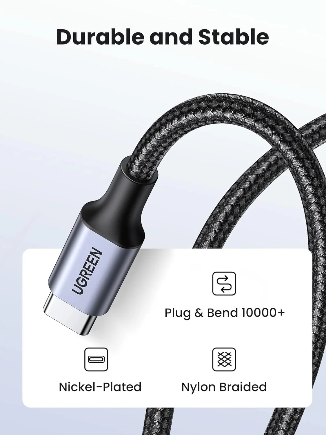 کابل USB-C به USB-C یوگرین مدل US261 (2 متری) - خاکستری + مشکی کابل USB-C به USB-C یوگرین مدل US261 (2 متری) - خاکستری + مشکی
