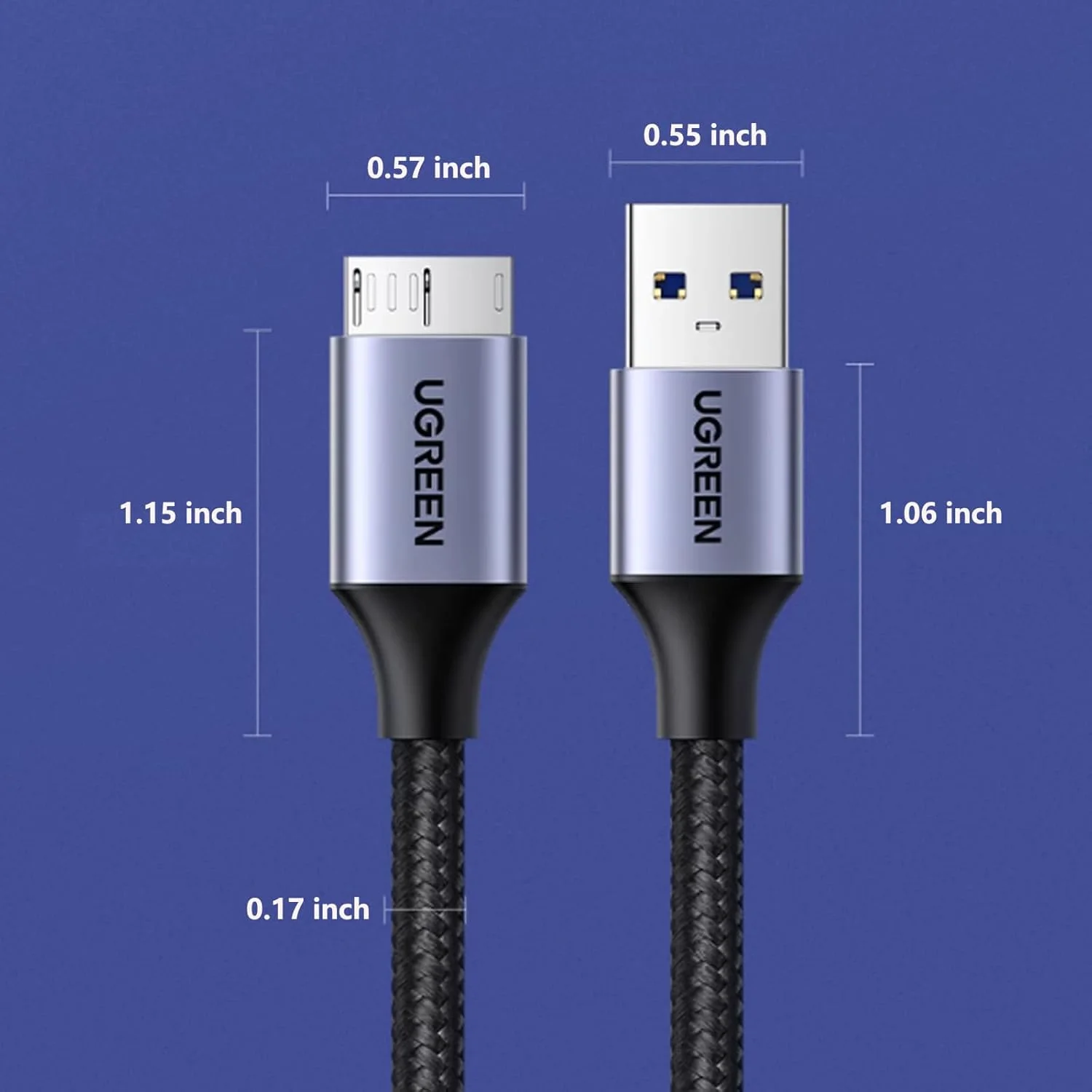 کابل میکرو USB 3.0 یوگرین، کابل 1 متری USB 3.0 A نر به میکرو B، کابل هارد اکسترنال بافته شده نایلونی سازگار با Samsung Galaxy S5، Note 3، دوربین WD، هارد دیسک و غیره کابل میکرو USB 3.0 یوگرین، کابل 1 متری USB 3.0 A نر به میکرو B، کابل هارد اکسترنال بافته شده نایلونی سازگار با Samsung Galaxy S5، Note 3، دوربین WD، هارد دیسک و غیره
