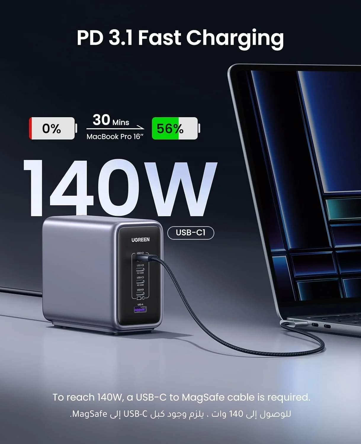 ایستگاه شارژ 5 پورت Type C یوگرین Nexode 300W با کابل 240W، آداپتور شارژ سریع GaN با محافظت چندگانه، شارژر لپ تاپ پایدار برای MacBook Air/Lenovo/iPad/iPhone 17 pro max (سیم دوشاخه 2 متری UK) ایستگاه شارژ 5 پورت Type C یوگرین Nexode 300W با کابل 240W، آداپتور شارژ سریع GaN با محافظت چندگانه، شارژر لپ تاپ پایدار برای MacBook Air/Lenovo/iPad/iPhone 17 pro max (سیم دوشاخه 2 متری UK)