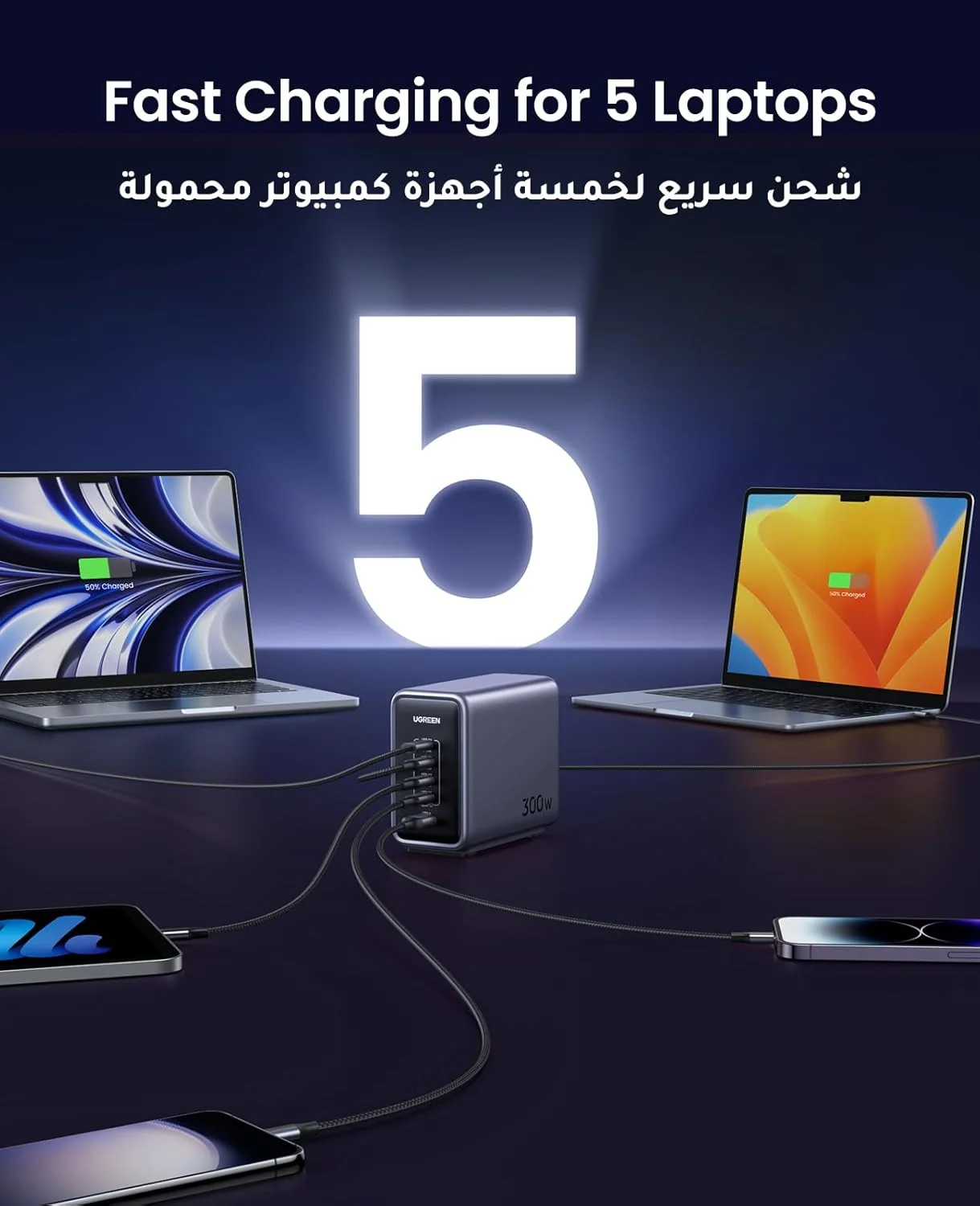 ایستگاه شارژ 5 پورت Type C یوگرین Nexode 300W با کابل 240W، آداپتور شارژ سریع GaN با محافظت چندگانه، شارژر لپ تاپ پایدار برای MacBook Air/Lenovo/iPad/iPhone 17 pro max (سیم دوشاخه 2 متری UK) ایستگاه شارژ 5 پورت Type C یوگرین Nexode 300W با کابل 240W، آداپتور شارژ سریع GaN با محافظت چندگانه، شارژر لپ تاپ پایدار برای MacBook Air/Lenovo/iPad/iPhone 17 pro max (سیم دوشاخه 2 متری UK)