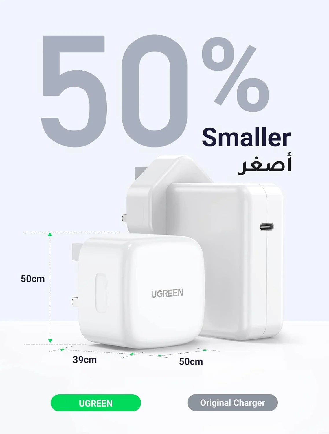 شارژر دیواری 65 واتی UGREEN PD GaN Type C، آداپتور برق دوشاخه USB با دو پورت (20W+45W) سازگار با لپ تاپ های HP، Lenovo، Dell، Macbook Air، iPhone 17 Pro Max، iPad - سفید شارژر دیواری 65 واتی UGREEN PD GaN Type C، آداپتور برق دوشاخه USB با دو پورت (20W+45W) سازگار با لپ تاپ های HP، Lenovo، Dell، Macbook Air، iPhone 17 Pro Max، iPad - سفید