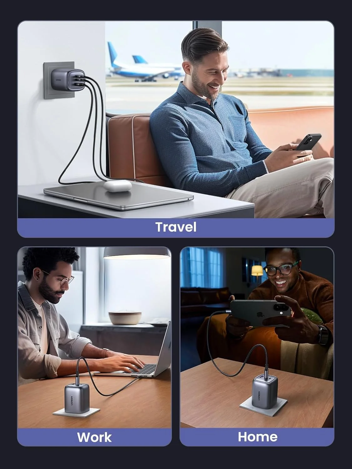 شارژر 65 واتی 3 پورت تایپ C یوگرین Nexode، دوشاخه شارژ سریع دیواری USB-C تاشو، آداپتور شارژ لپ تاپ GaN سازگار با MacBook Air، HP/Dell/Lenovo، iPad، iPhone 17 Pro Max/16، Galaxy S24 Ultra/S23 شارژر 65 واتی 3 پورت تایپ C یوگرین Nexode، دوشاخه شارژ سریع دیواری USB-C تاشو، آداپتور شارژ لپ تاپ GaN سازگار با MacBook Air، HP/Dell/Lenovo، iPad، iPhone 17 Pro Max/16، Galaxy S24 Ultra/S23