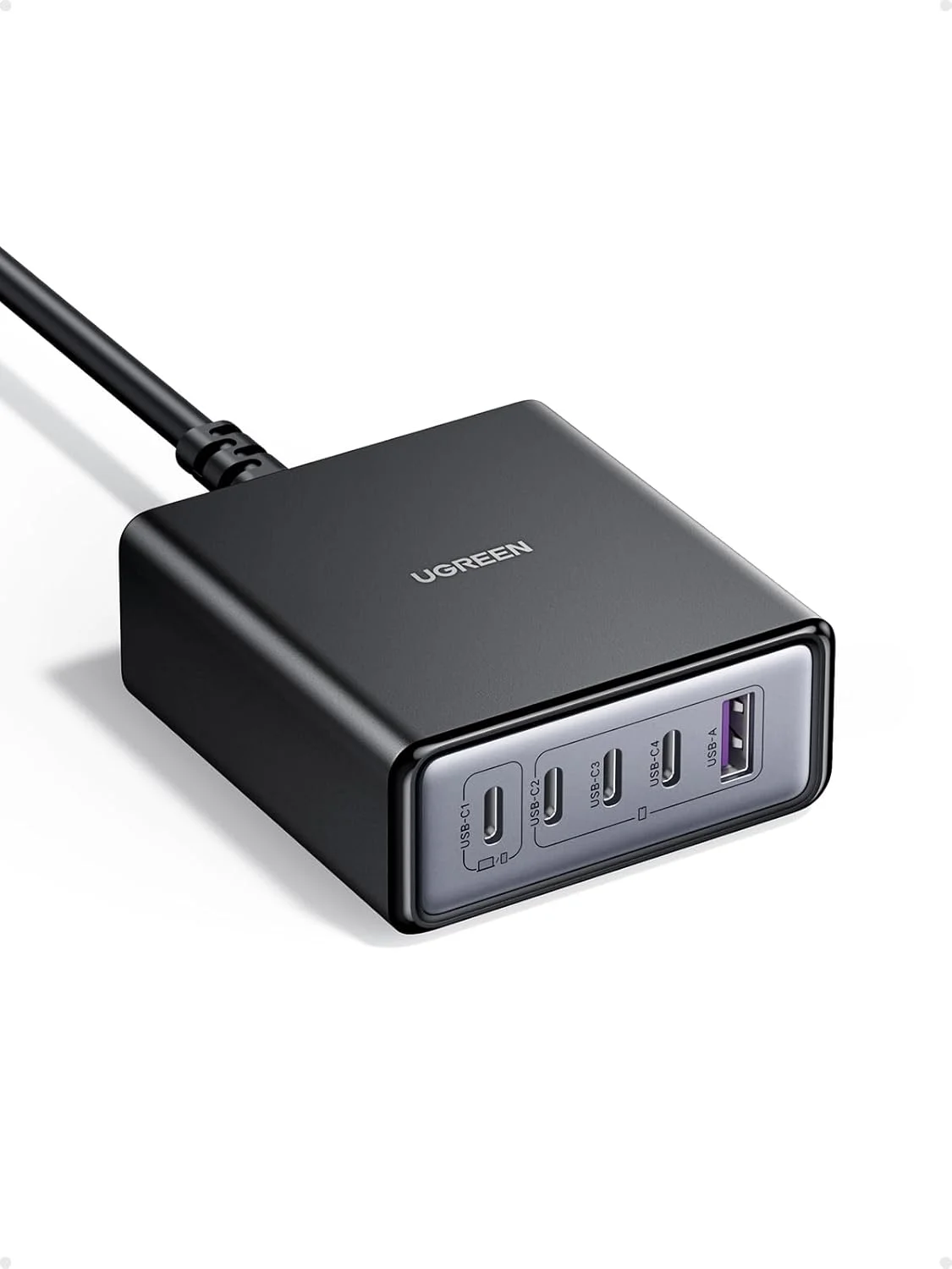 ایستگاه شارژ 5 پورت USB-C یوگرین Nexode 65W، آداپتور شارژ سریع GaN با محافظت چندگانه، شارژر پایه رومیزی پایدار برای MacBook Pro/Laptop/iPhone 17/Samsung S25/S24 (سیم دوشاخه 2 متری UK)