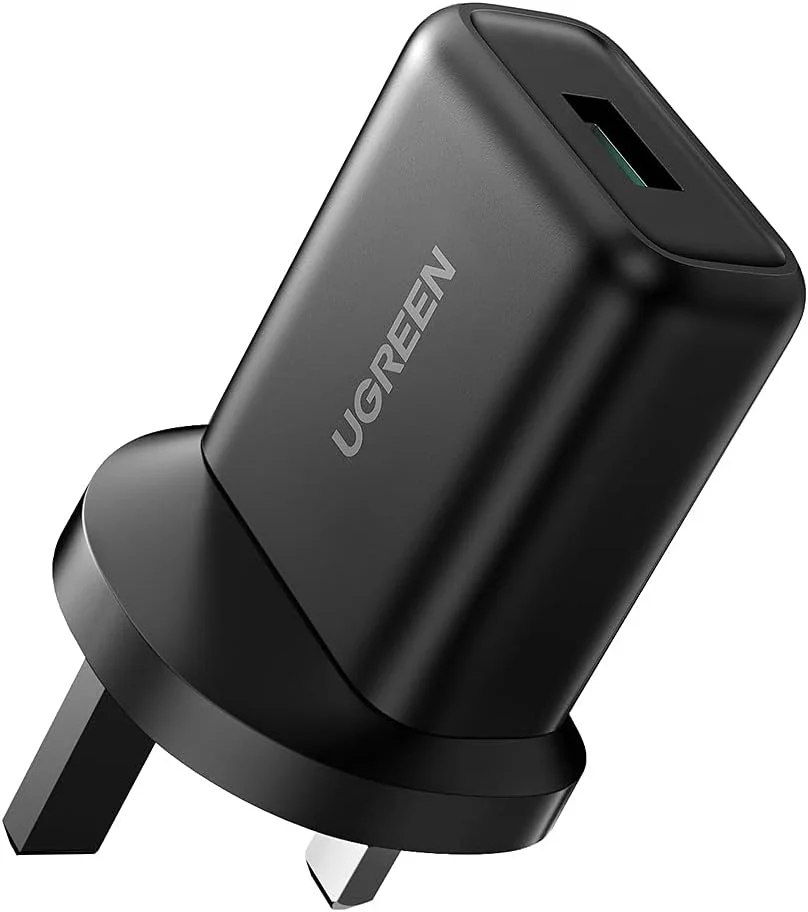 شارژر USB یوگرین 18 واتی، شارژر سریع سامسونگ، آداپتور دیواری QC 3.0، آداپتور برق موبایل سازگار با Samsung Galaxy S10,S9,S8,S7,A80,A70,A40، Huawei، Nokia، Xiaomi، Airpods و غیره
