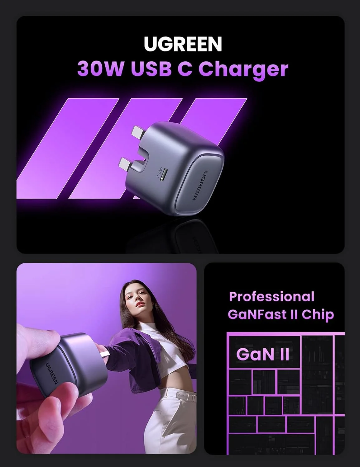 شارژر 30 واتی UGREEN با کابل برای آیفون 16 پرو، آداپتور برق USB C نکسود GaN تاشو، شارژر سامسونگ، مجموعه دوشاخه Type C با کابل USB 60 واتی 1 متری برای آیفون 16 پرو مکس/15، آیپد، گلکسی S25 و غیره شارژر 30 واتی UGREEN با کابل برای آیفون 16 پرو، آداپتور برق USB C نکسود GaN تاشو، شارژر سامسونگ، مجموعه دوشاخه Type C با کابل USB 60 واتی 1 متری برای آیفون 16 پرو مکس/15، آیپد، گلکسی S25 و غیره