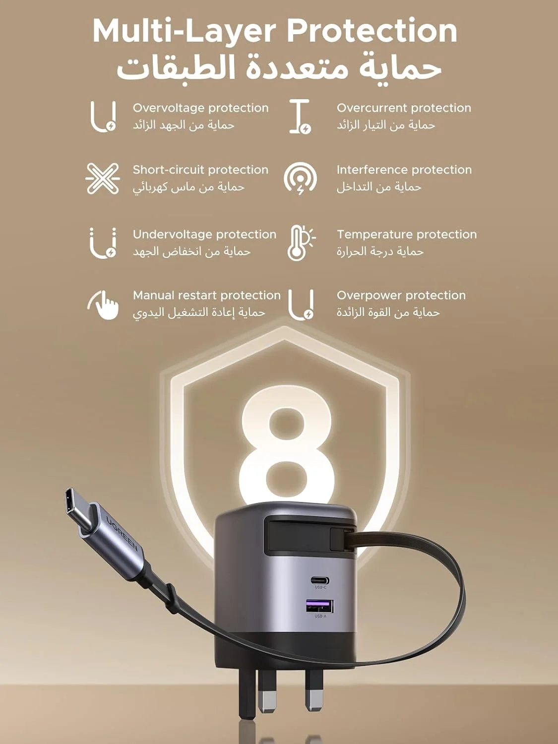 شارژر سریع 65 واتی UGREEN Type C با کابل USB جمع شونده، آداپتور لپ تاپ GaN با 3 پورت، سازگار با MacBook Air، HP، Lenovo، Dell، iPad، HONOR Pad، iPhone 17/16/15/14 Pro Max، Samsung S25, S24, S23 شارژر سریع 65 واتی UGREEN Type C با کابل USB جمع شونده، آداپتور لپ تاپ GaN با 3 پورت، سازگار با MacBook Air، HP، Lenovo، Dell، iPad، HONOR Pad، iPhone 17/16/15/14 Pro Max، Samsung S25, S24, S23