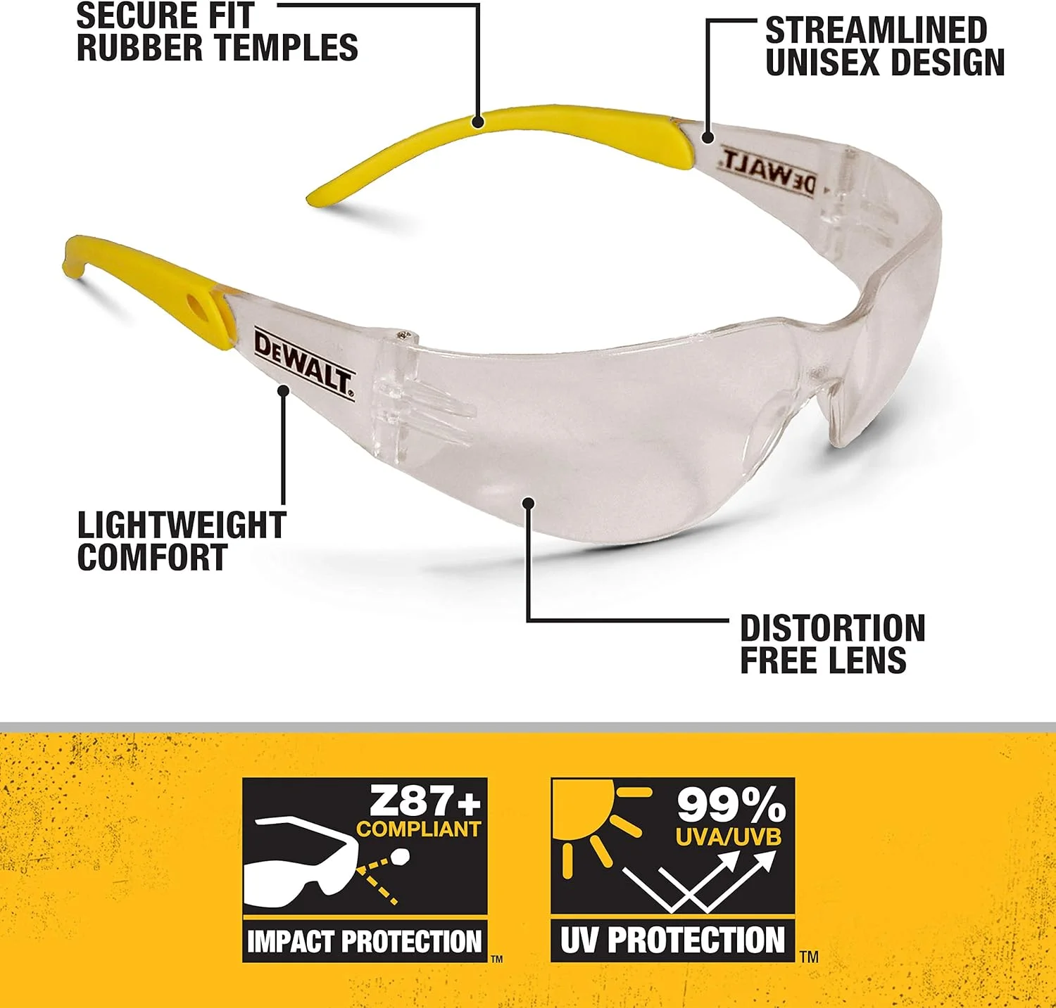 عینک ایمنی محافظ سبک وزن با عملکرد بالا DEWALT DPG54-9C مناسب محیط های داخلی/خارجی با فریم دورپیچ عینک ایمنی محافظ سبک وزن با عملکرد بالا DEWALT DPG54-9C مناسب محیط های داخلی/خارجی با فریم دورپیچ