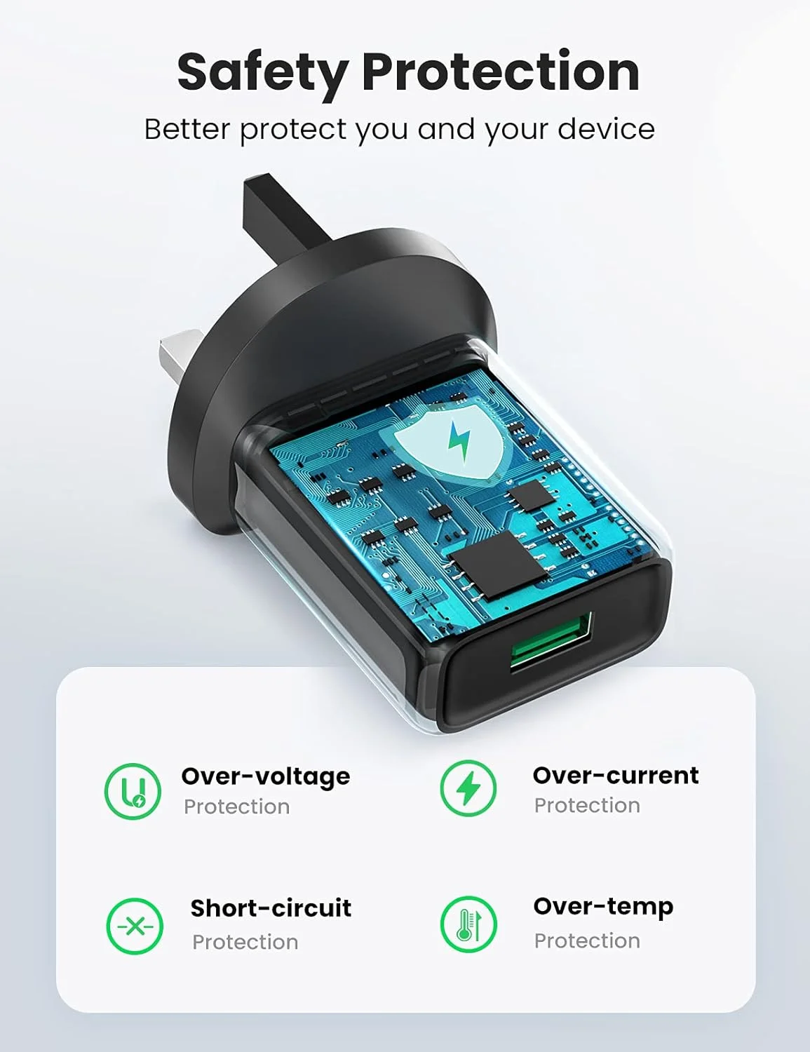 شارژر USB یوگرین 18 واتی، شارژر سریع سامسونگ، آداپتور دیواری QC 3.0، آداپتور برق موبایل سازگار با Samsung Galaxy S10,S9,S8,S7,A80,A70,A40، Huawei، Nokia، Xiaomi، Airpods و غیره شارژر USB یوگرین 18 واتی، شارژر سریع سامسونگ، آداپتور دیواری QC 3.0، آداپتور برق موبایل سازگار با Samsung Galaxy S10,S9,S8,S7,A80,A70,A40، Huawei، Nokia، Xiaomi، Airpods و غیره