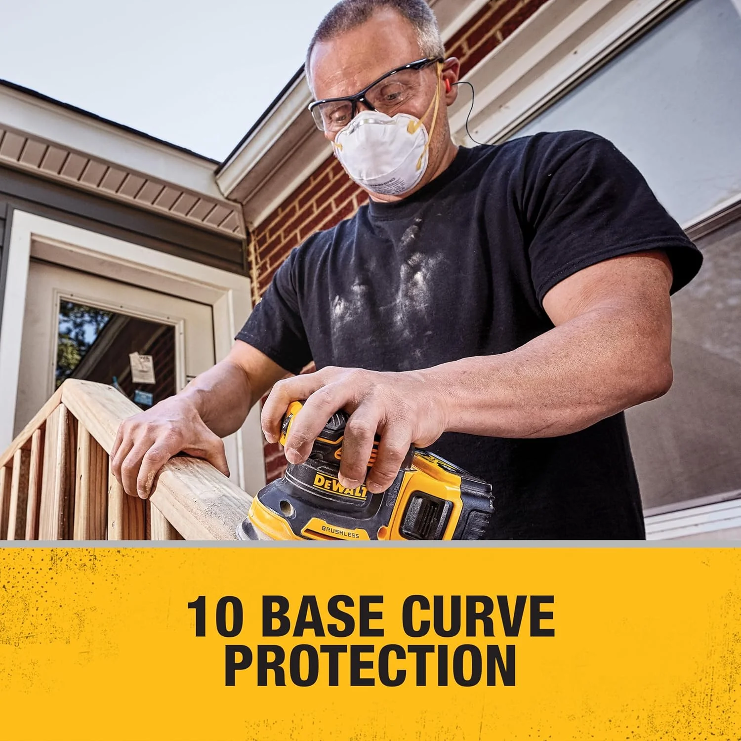 عینک ایمنی محافظ رادیوس Dewalt DPG51-2C با لنز منحنی پایه 10، دودی، مشکی