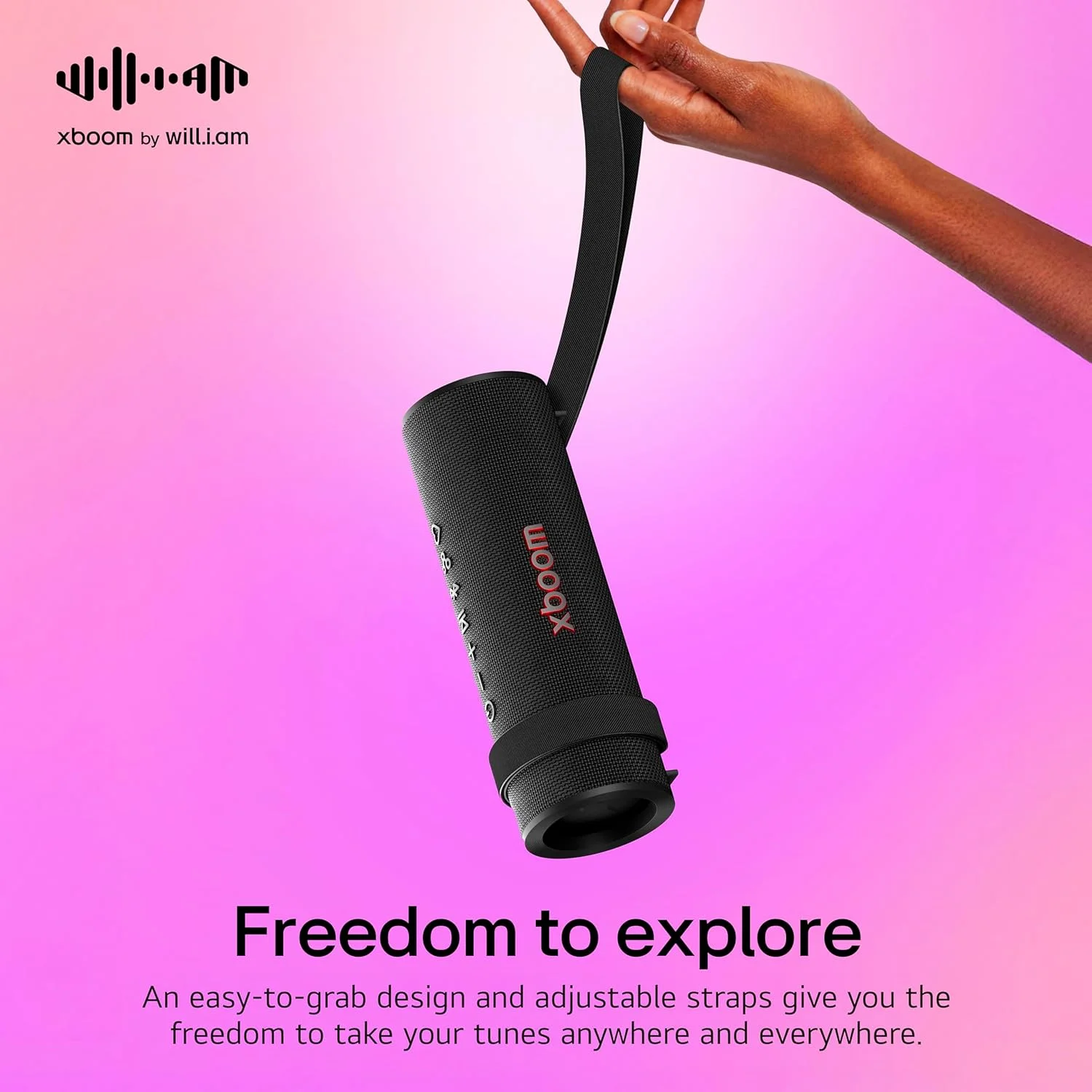 اسپیکر بلوتوثی قابل حمل LG xboom Grab Core با صدای xboom Signature، تا 19 ساعت پخش، مقاوم در برابر گرد و غبار و آب IP67، دوام MIL-STD 810H، بند حمل قابل تنظیم اسپیکر بلوتوثی قابل حمل LG xboom Grab Core با صدای xboom Signature، تا 19 ساعت پخش، مقاوم در برابر گرد و غبار و آب IP67، دوام MIL-STD 810H، بند حمل قابل تنظیم