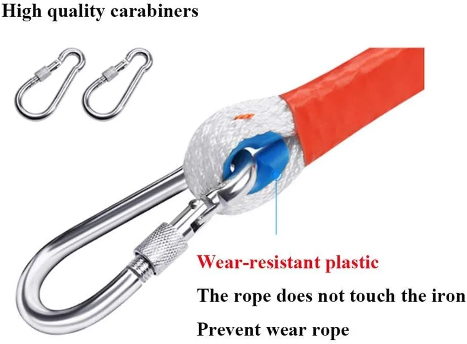 نردبان طنابی فرار اضطراری از آتش سوزی - نردبان تخلیه با قلاب - نردبان طنابی ایمنی در برابر آتش سوزی مقاوم، استقرار سریع و آسان برای استفاده - قابل حمل، جمع و جور و آسان برای نگهداری - قابل استفاده مجدد، 30 متر