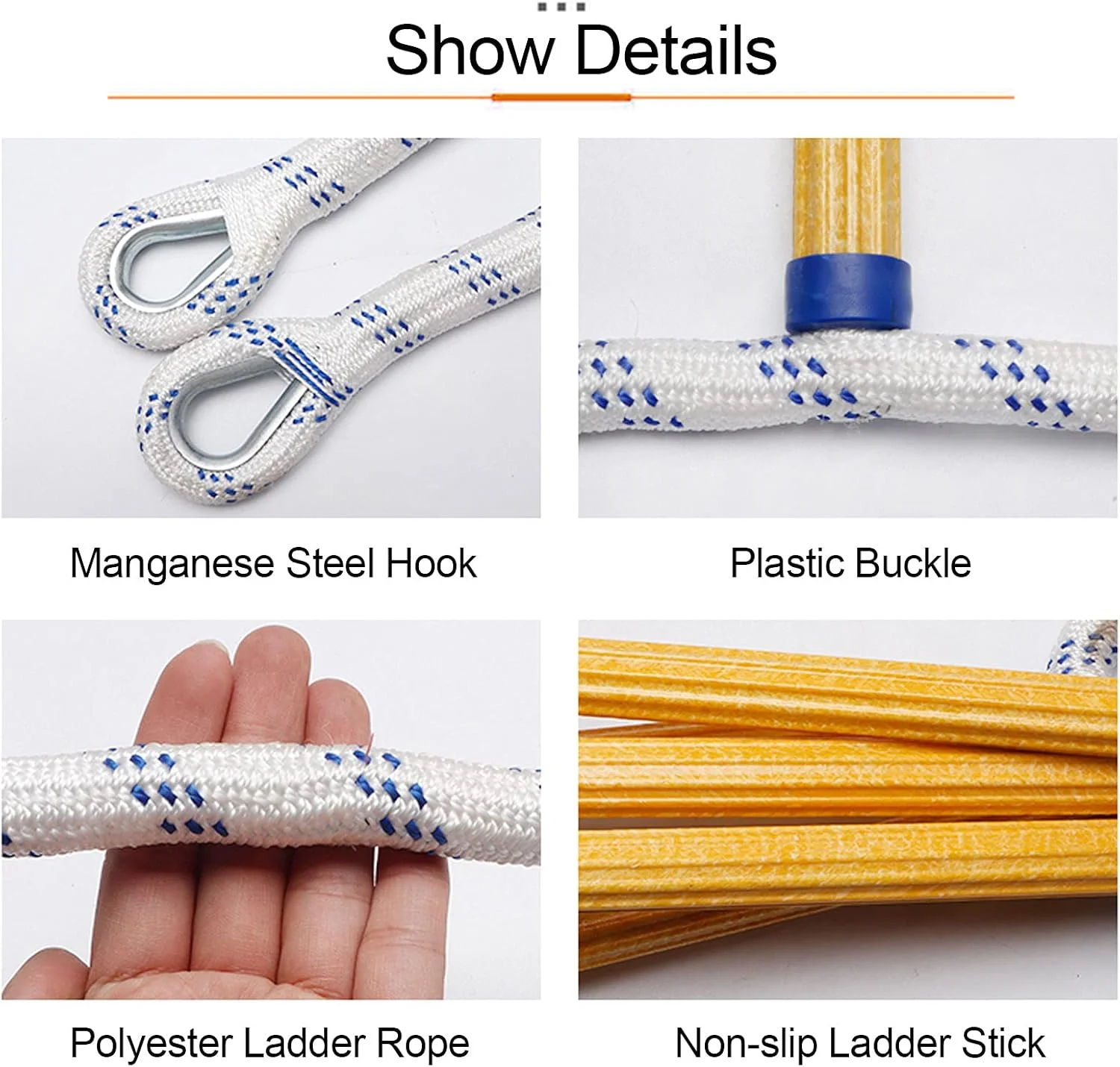 نردبان فرار از آتش SDFhNest، نردبان ایمنی اضطراری فرار از آتش، نردبان طنابی فرار از آتش، طناب نجات ضد لغزش برای نردبان های فرار از آتش اضطراری / 20 متر / 65.6 فوت (5 متر / 16 فوت)